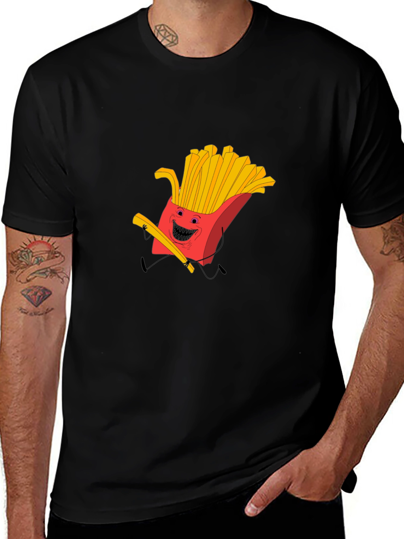 Variant 25 of Funny French Fry Graphic Black T-Shirt