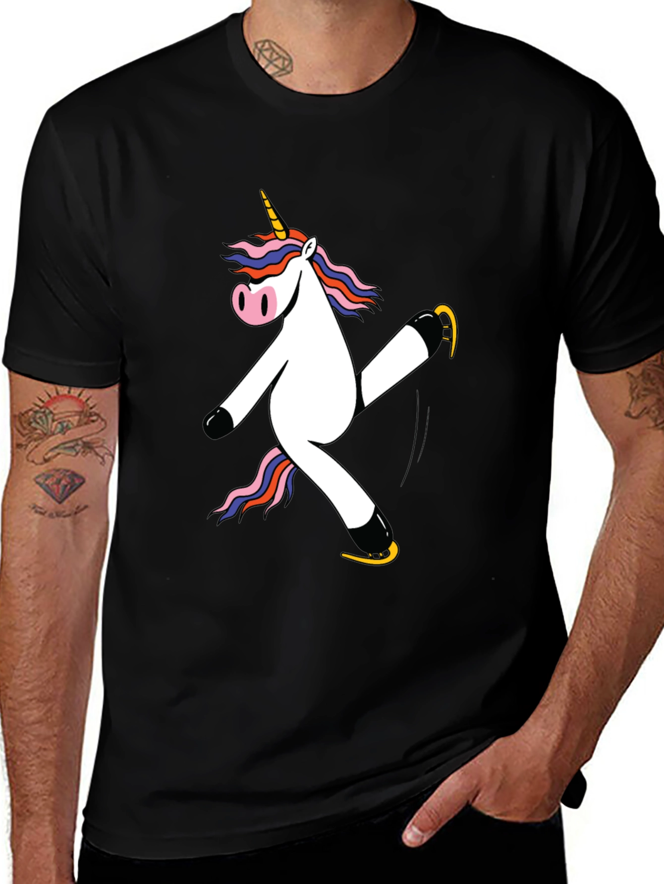 Variant 15 of Unicorn Ice Skating Black Graphic Tee