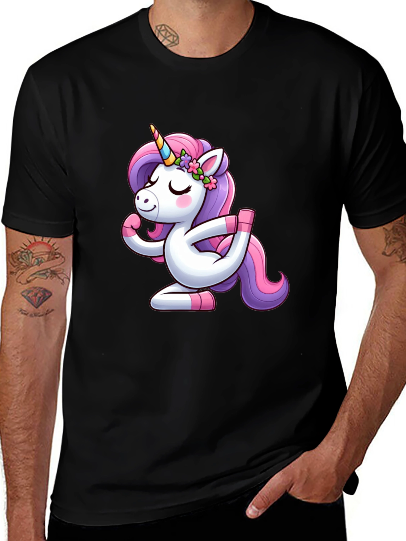 Variant 19 of Yoga Unicorn Graphic Tee - Cute and Comfy Black T-Shirt