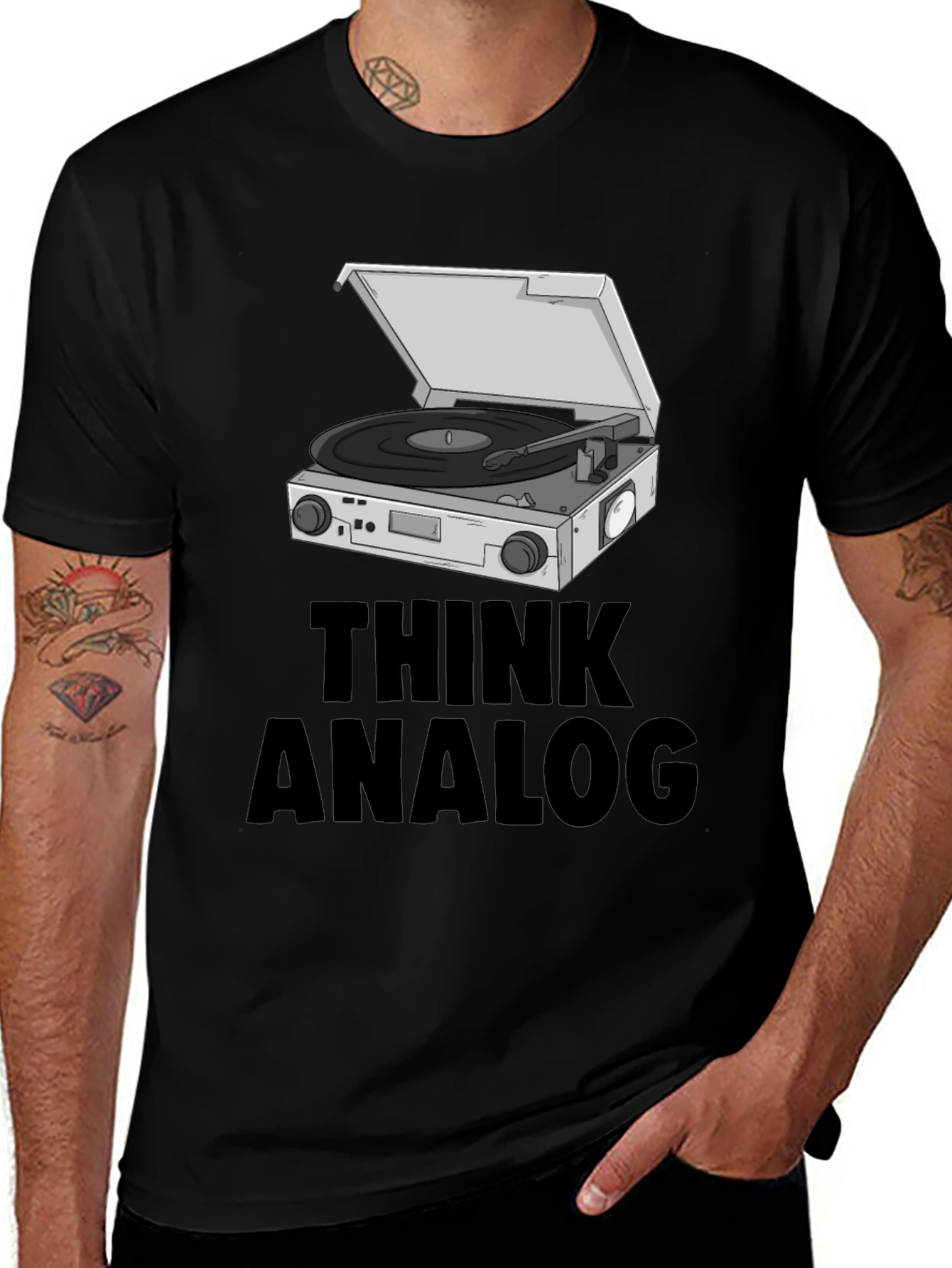 Variant 18 of Think Analog Black Graphic T-Shirt