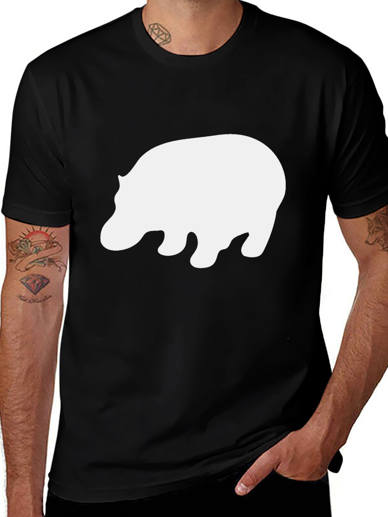 Variant 25 of Hippo Silhouette T-Shirt - Casual Black Tee