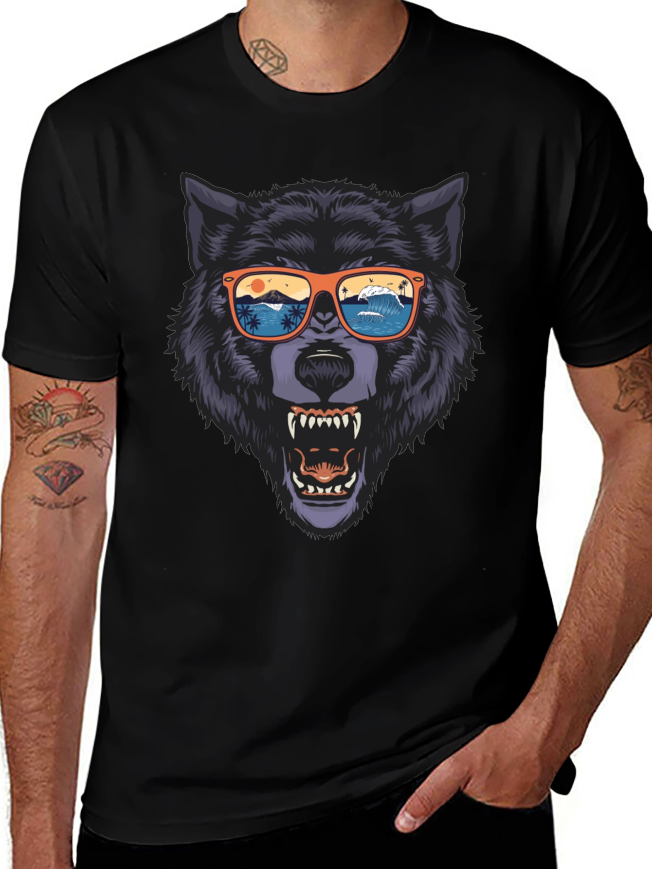 Variant 17 of Wolf Graphic Tee - Beach Vibes