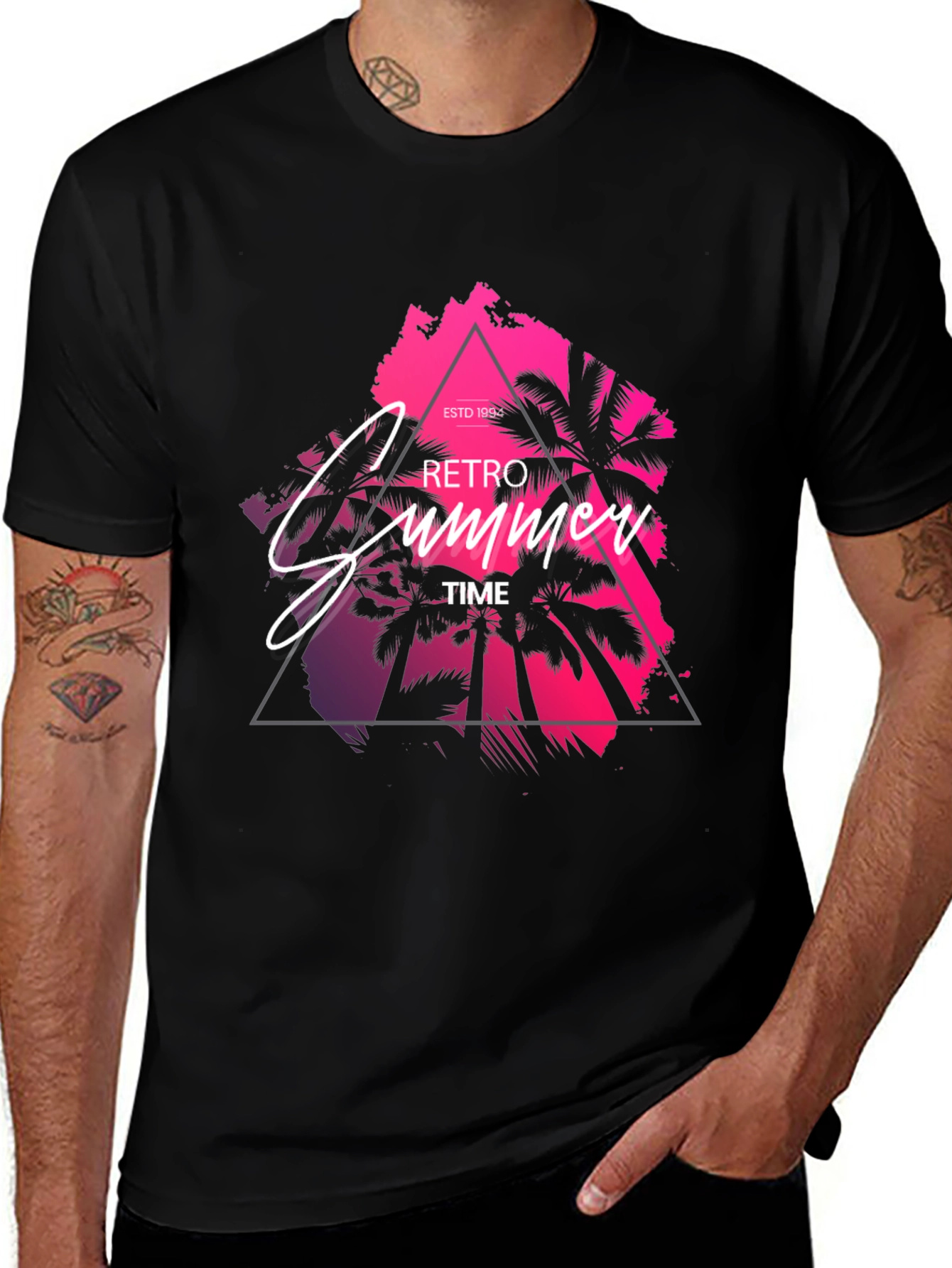 Variant 27 of Retro Summer Time Black Graphic Tee