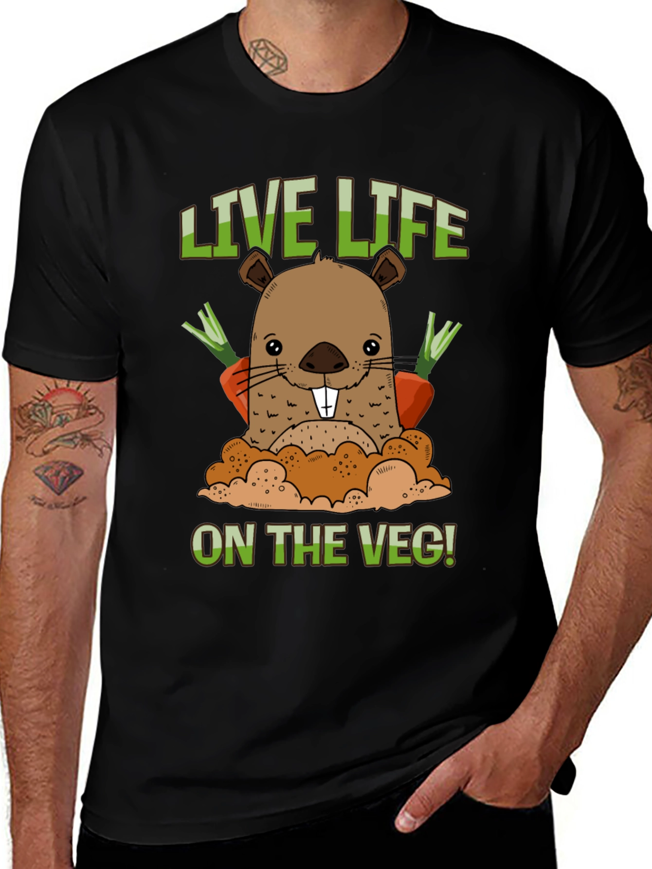 Variant 26 of Live Life On The Veg! Beaver Graphic T-Shirt