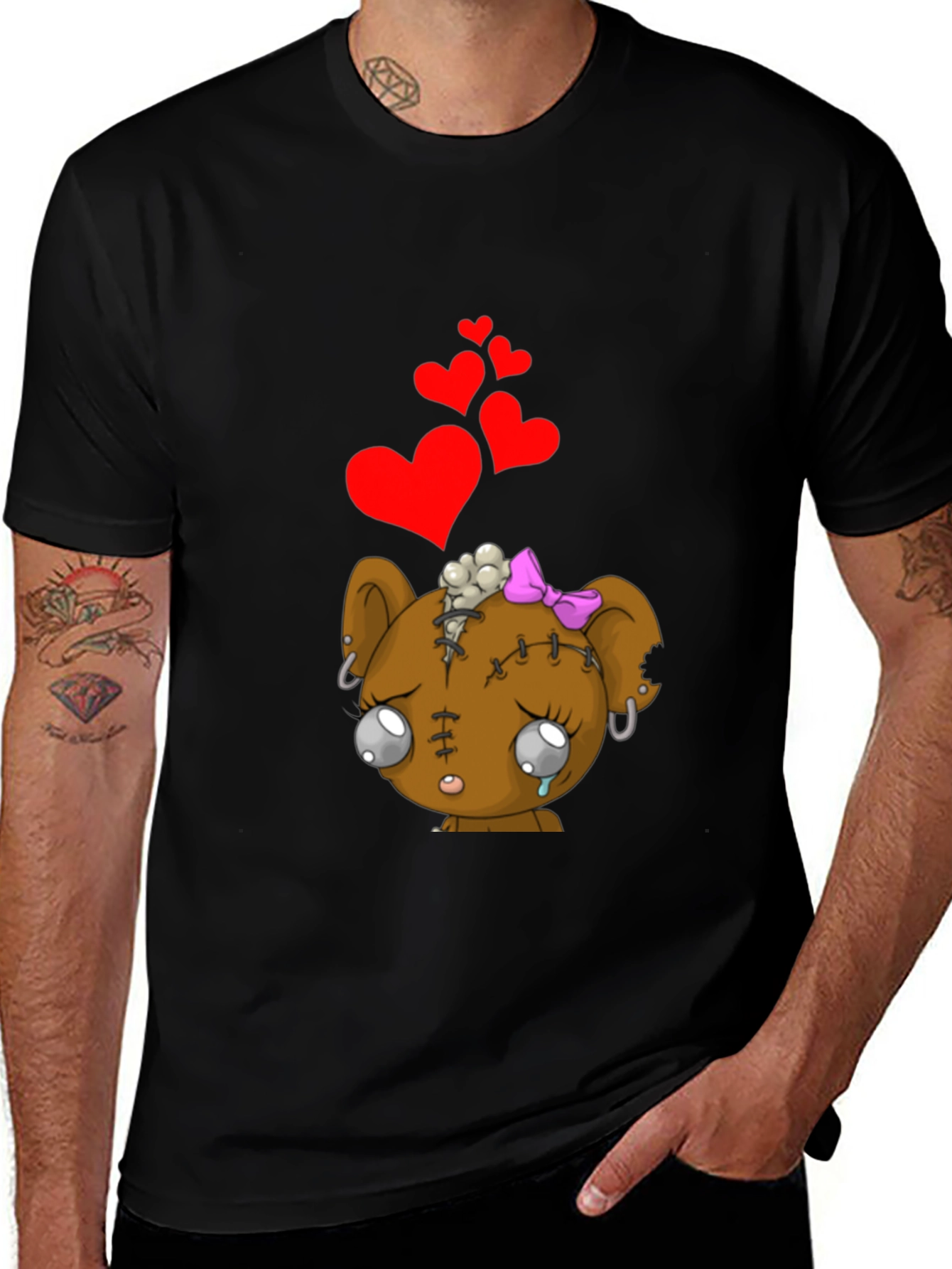 Sad Zombie Bear Heart T-Shirt