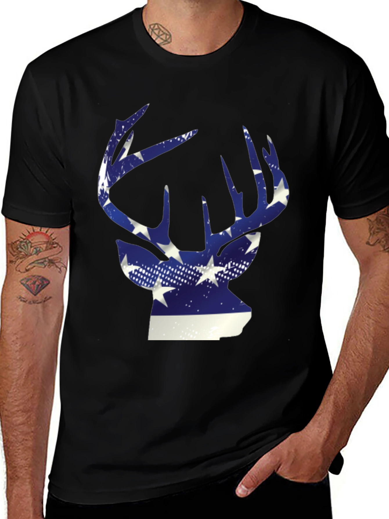 Variant 20 of Deer American Flag Graphic T-Shirt