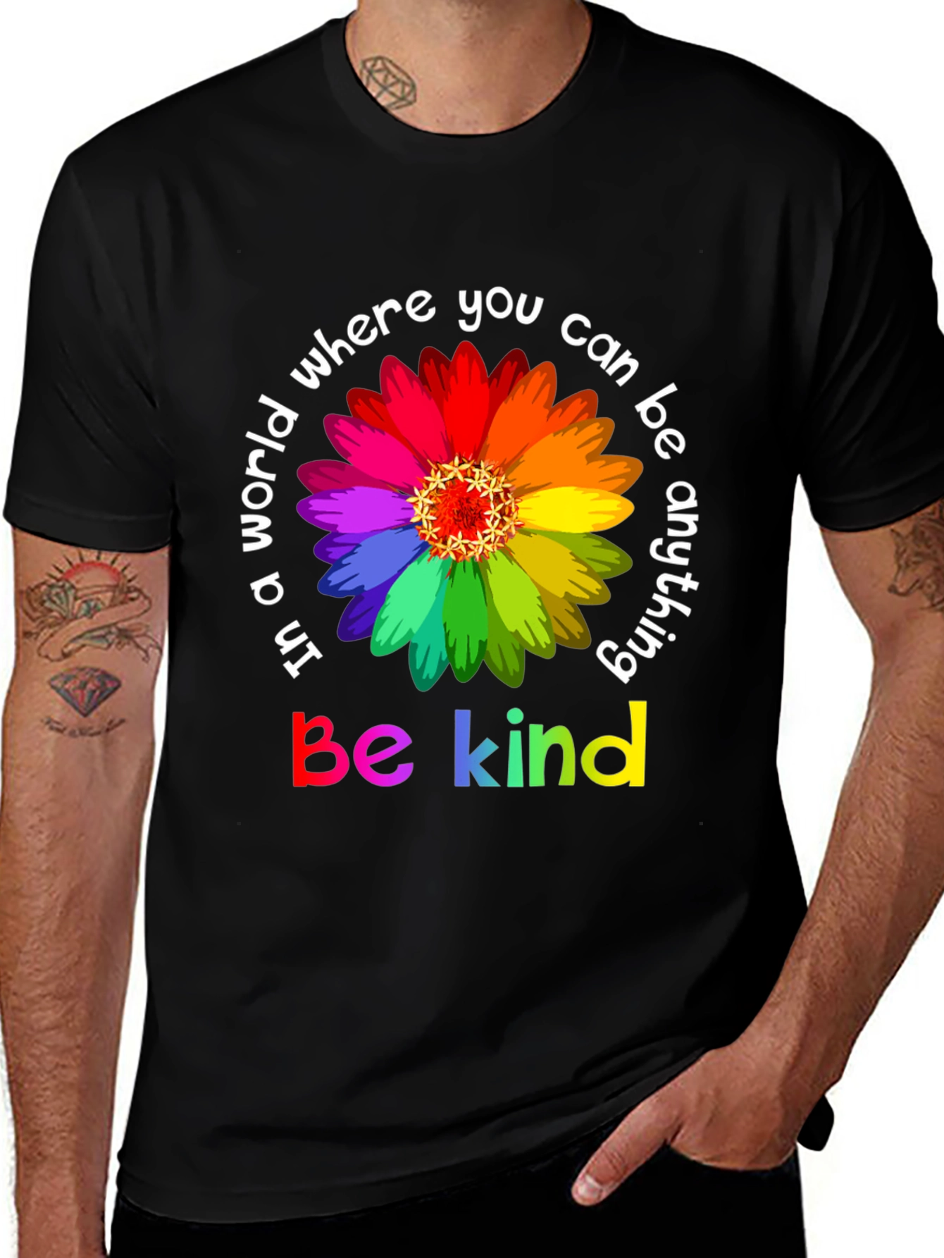 Variant 29 of Be Kind Rainbow Flower T-Shirt