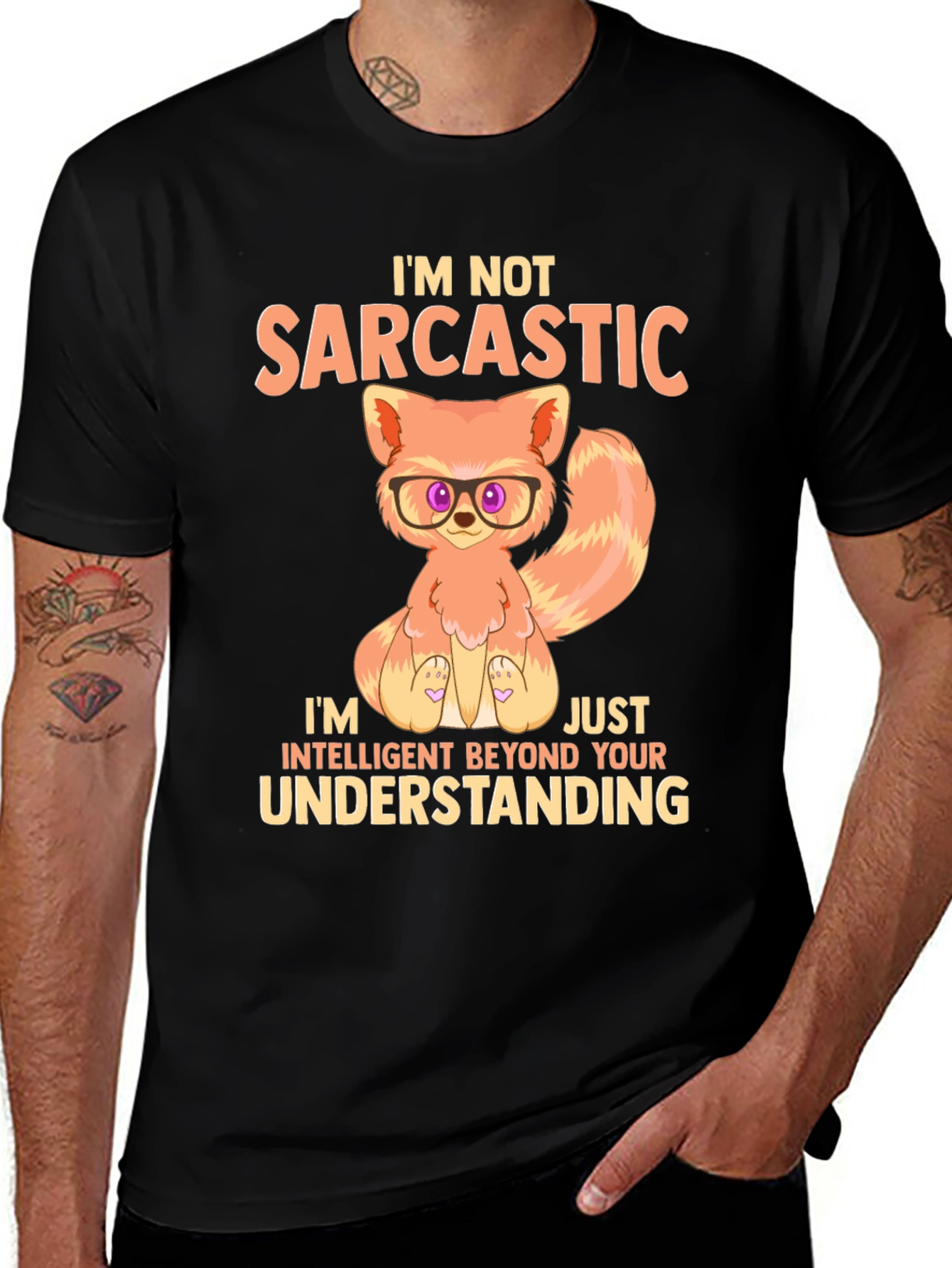 Sarcastic Cat Graphic T-Shirt - Humorous Intelligent Design