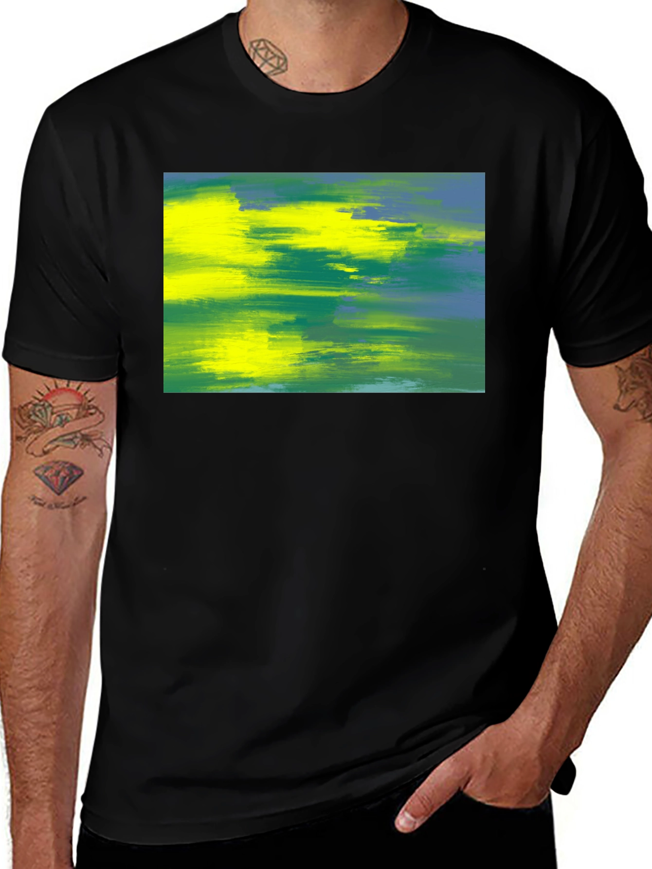Variant 28 of Abstract Art Tee - Vivid Brushstrokes, Soft Cotton