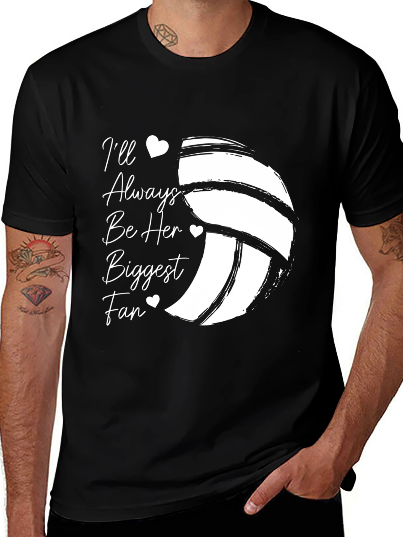 Black Volleyball Fan T-Shirt - I'll Always Be Her Biggest Fan main image