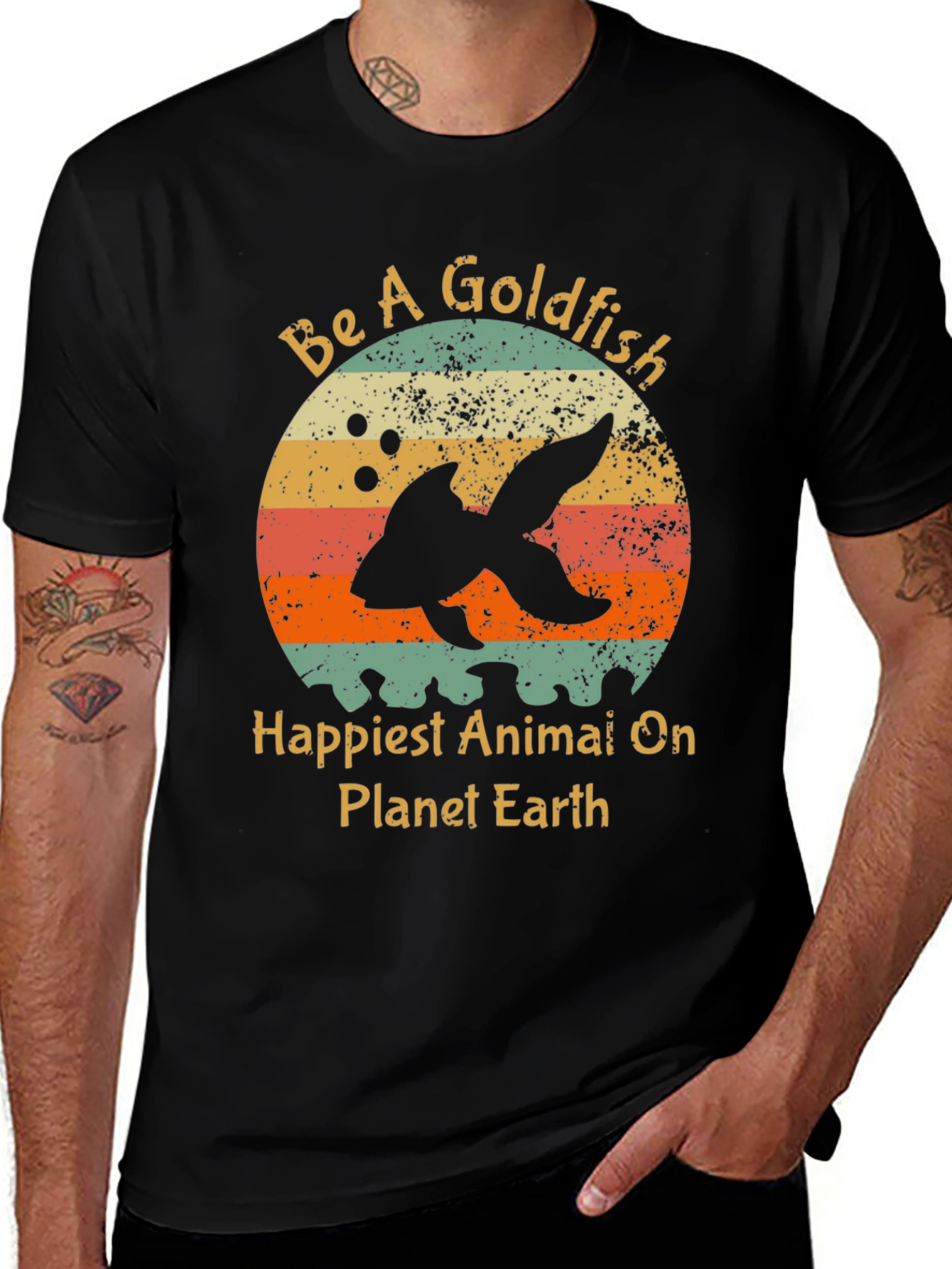 Variant 28 of Be A Goldfish Graphic Tee - Happiest Animal on Planet Earth