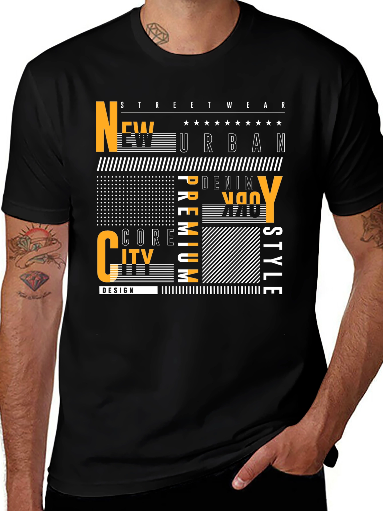 Variant 3 of Urban Style Graphic Print Black T-Shirt