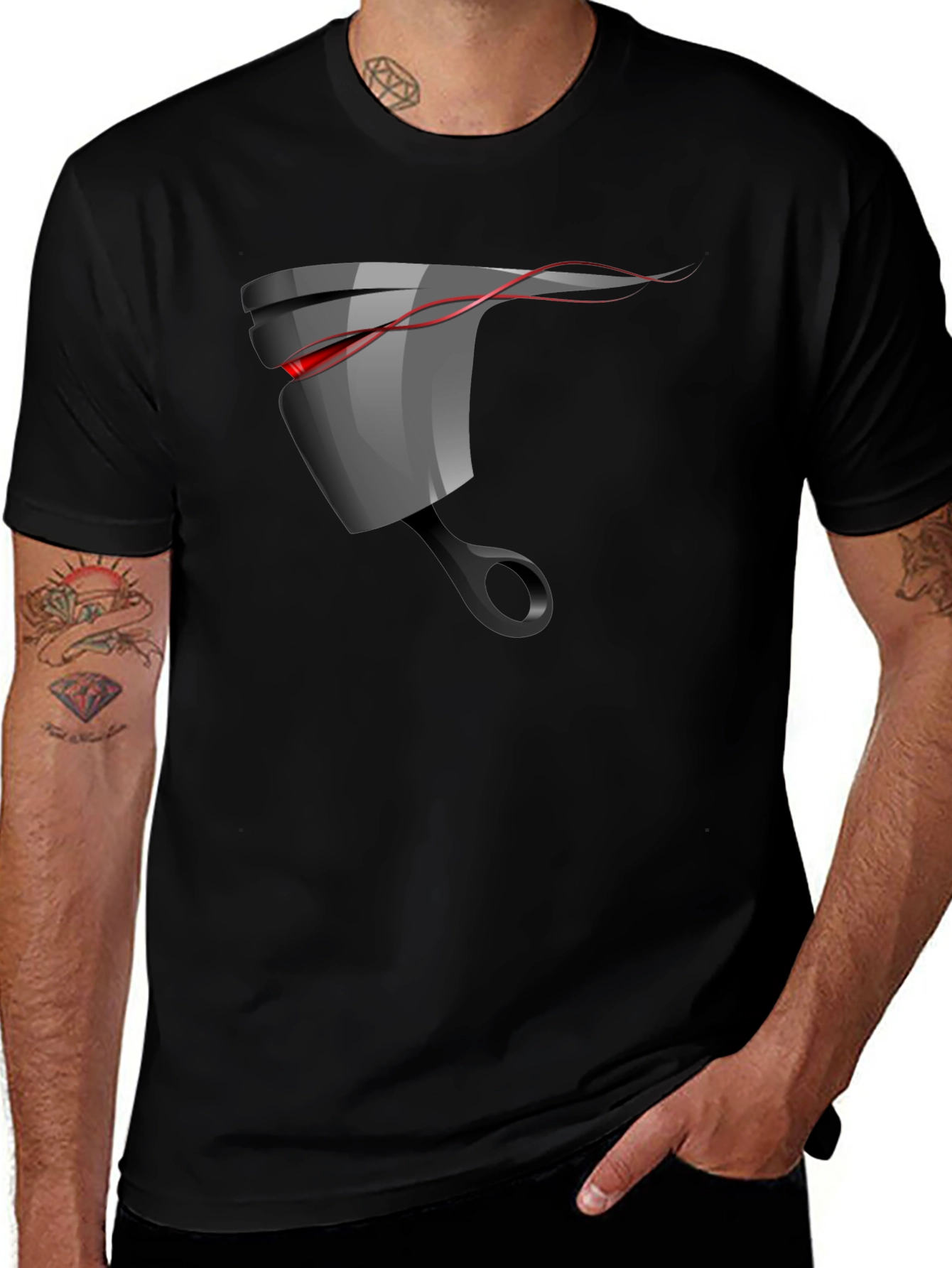 Variant 23 of Men's Black Graphic T-Shirt - Piston Design