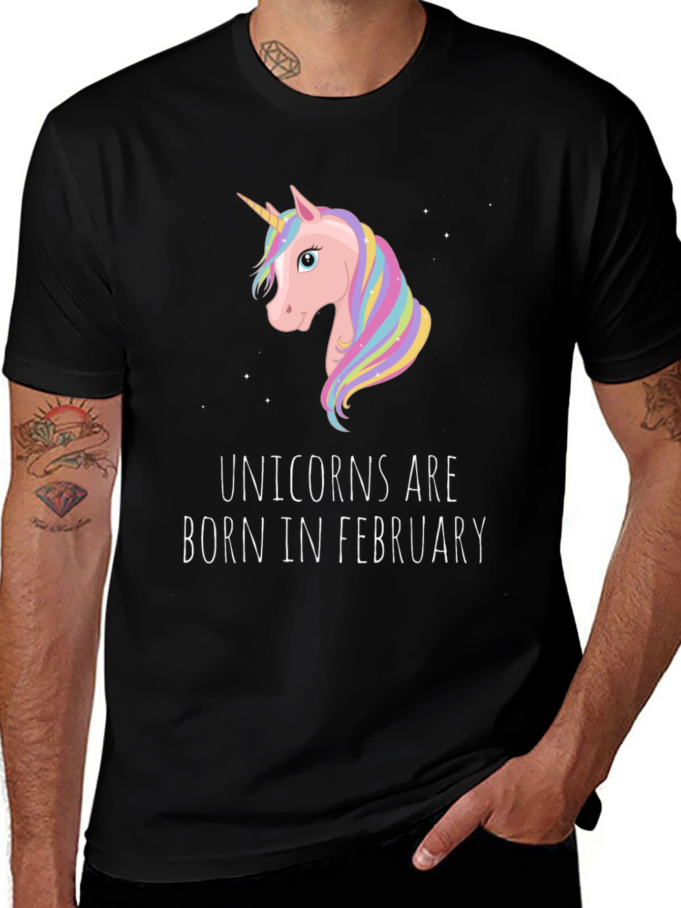 Variant 9 of Unicorns Born in February Black T-Shirt