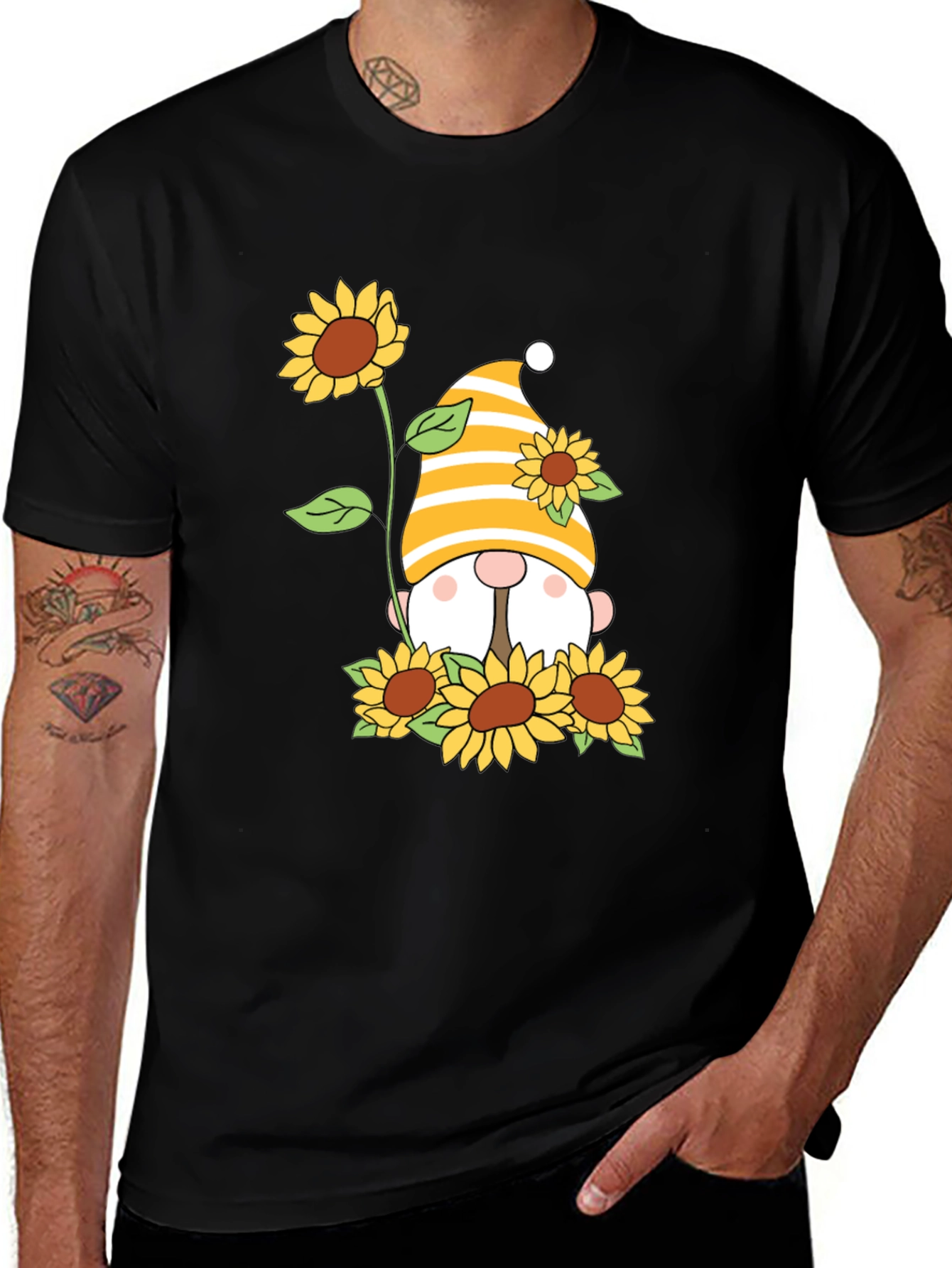 Variant 20 of Sunflower Gnome T-Shirt - Whimsical Summer Tee