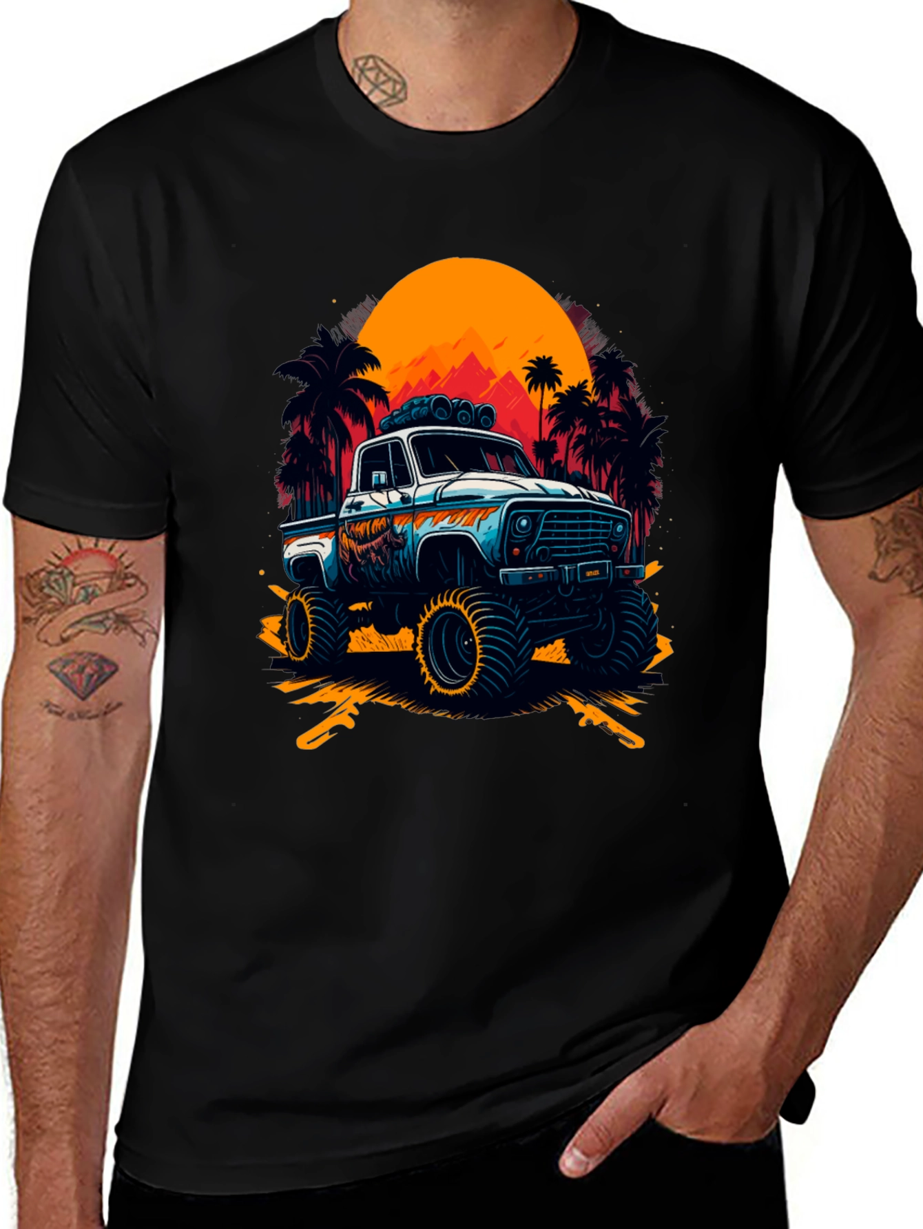 Variant 18 of Retro Monster Truck Tee - Vintage Sunset Graphic