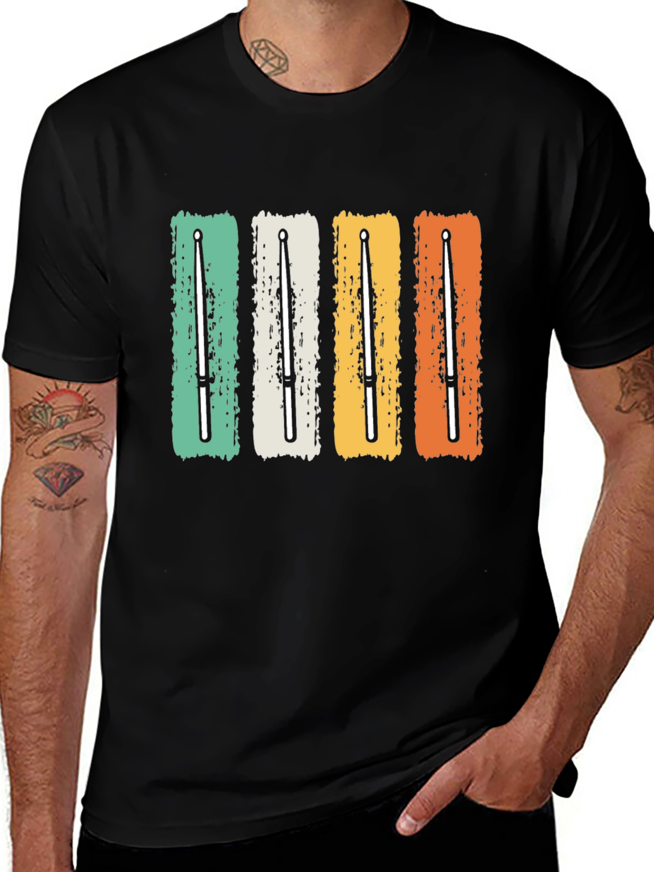 Variant 29 of Retro Drumsticks T-Shirt - Music Lover Tee