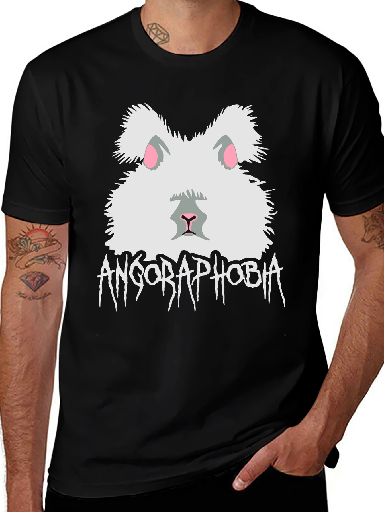 Variant 25 of Angoraphobia T-Shirt - Funny Rabbit Graphic Tee