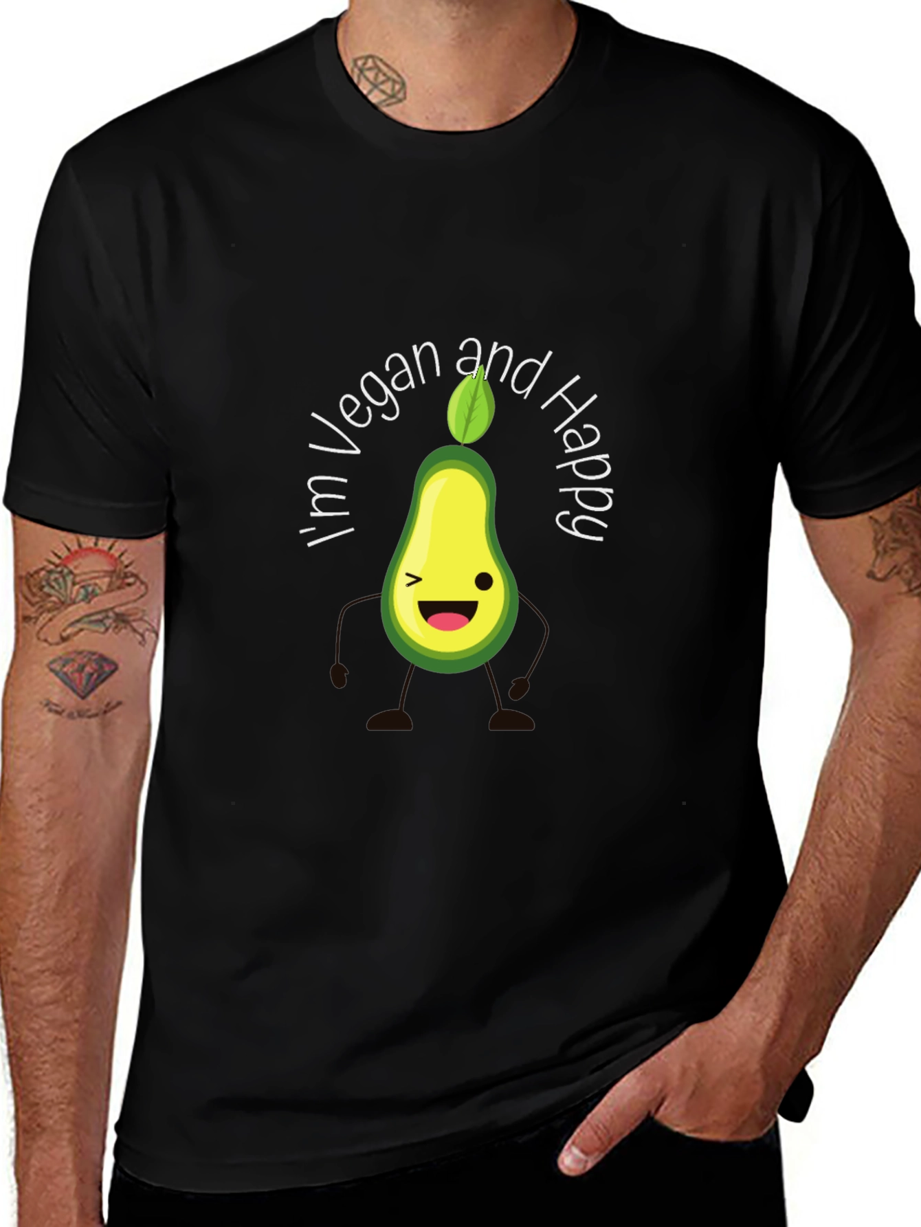 Black Vegan Avocado Graphic T-Shirt main image
