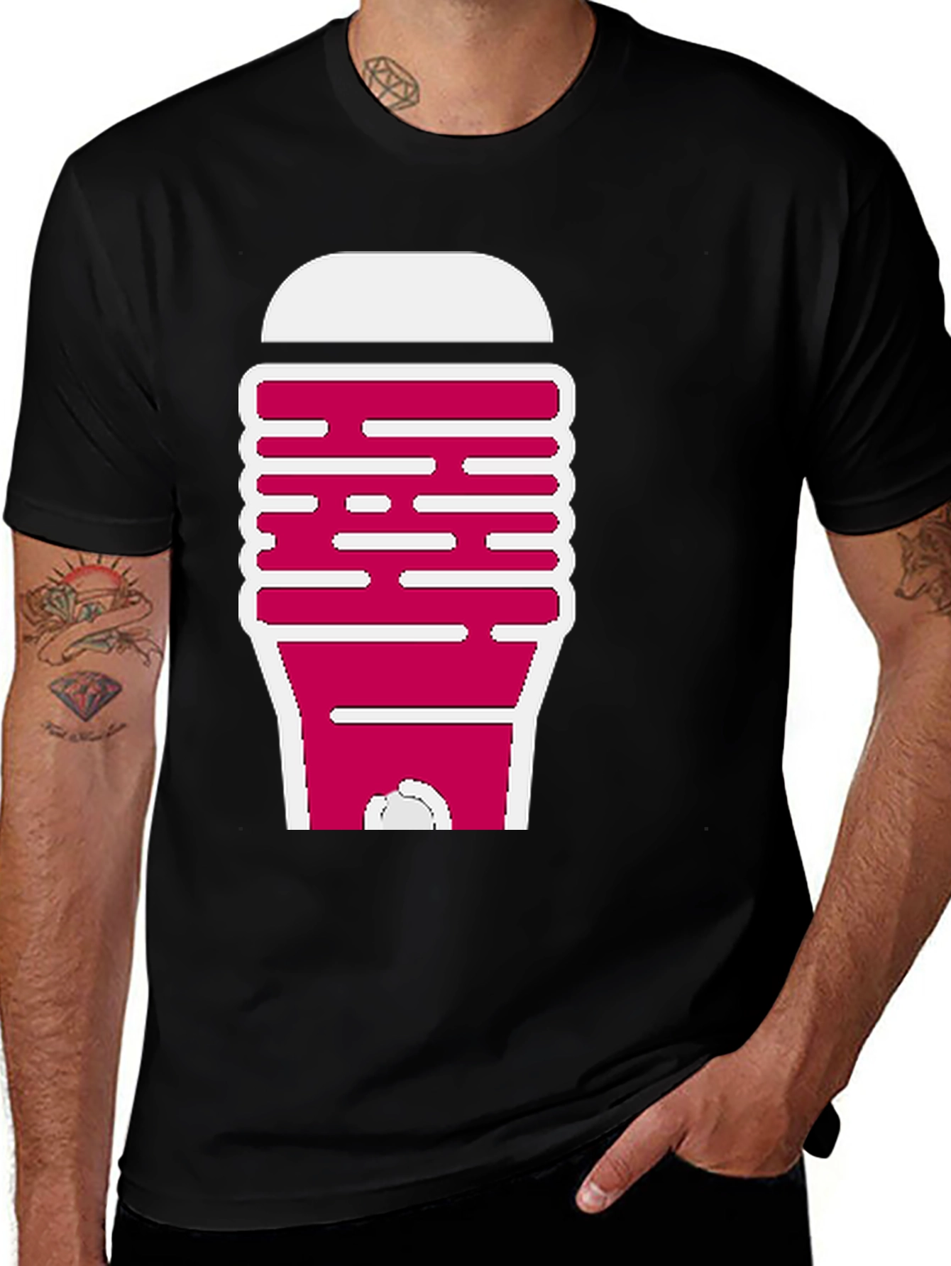 Variant 17 of Novelty Gag Gift Tee: Flashlight Design Black T-Shirt