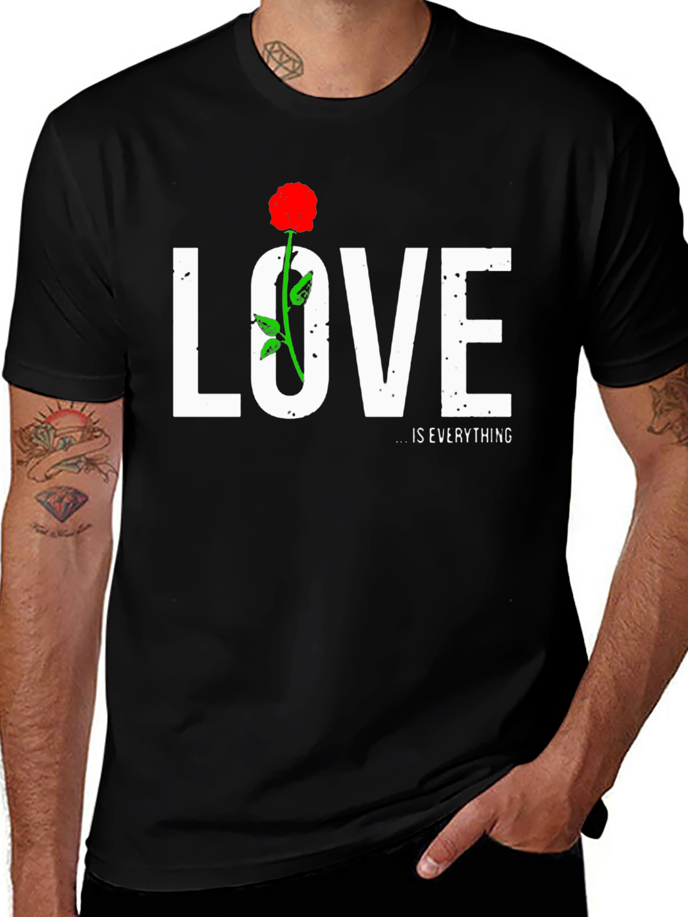Variant 25 of Love Rose Graphic Black T-Shirt