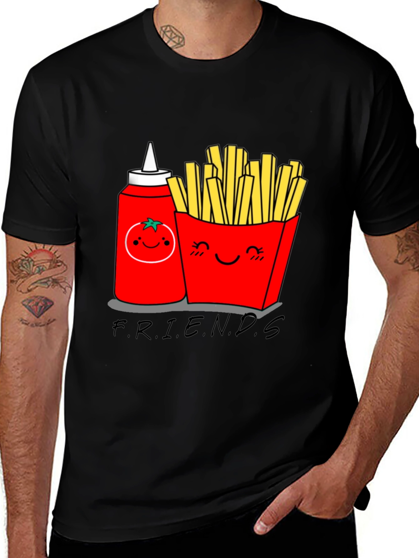 Friends Fries & Ketchup Graphic Tee - Black