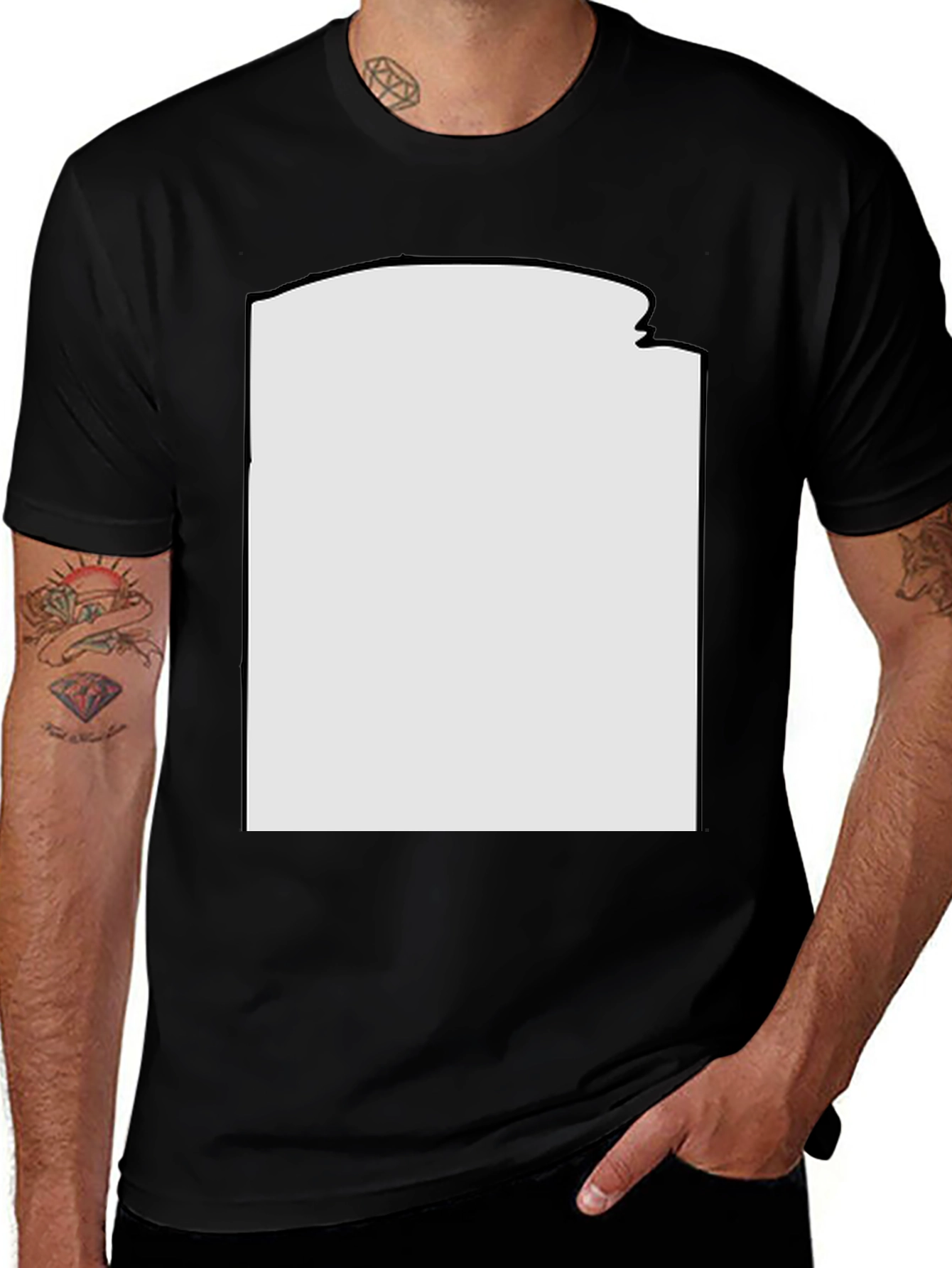 Black Modern Black T-Shirt with Custom Print Area main image