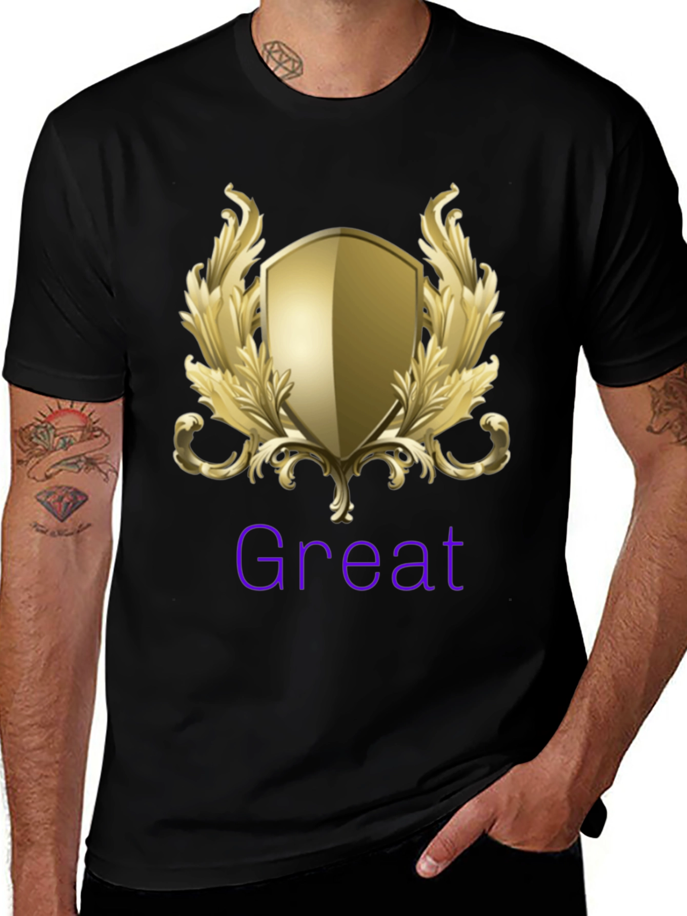 Variant 3 of Great Shield Graphic T-Shirt - Premium Black Tee