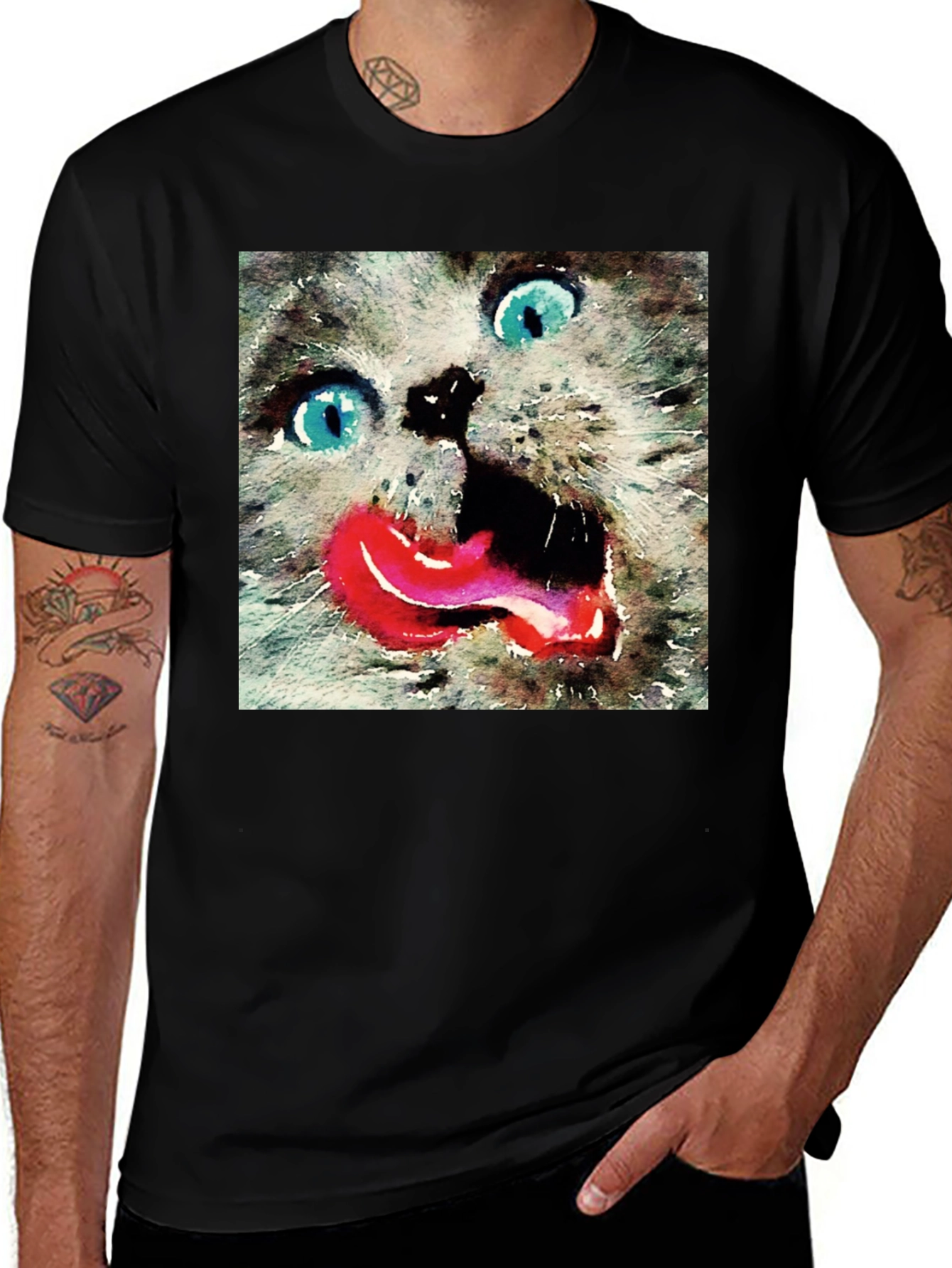 Variant 14 of Crazy Cat Tongue Out T-Shirt