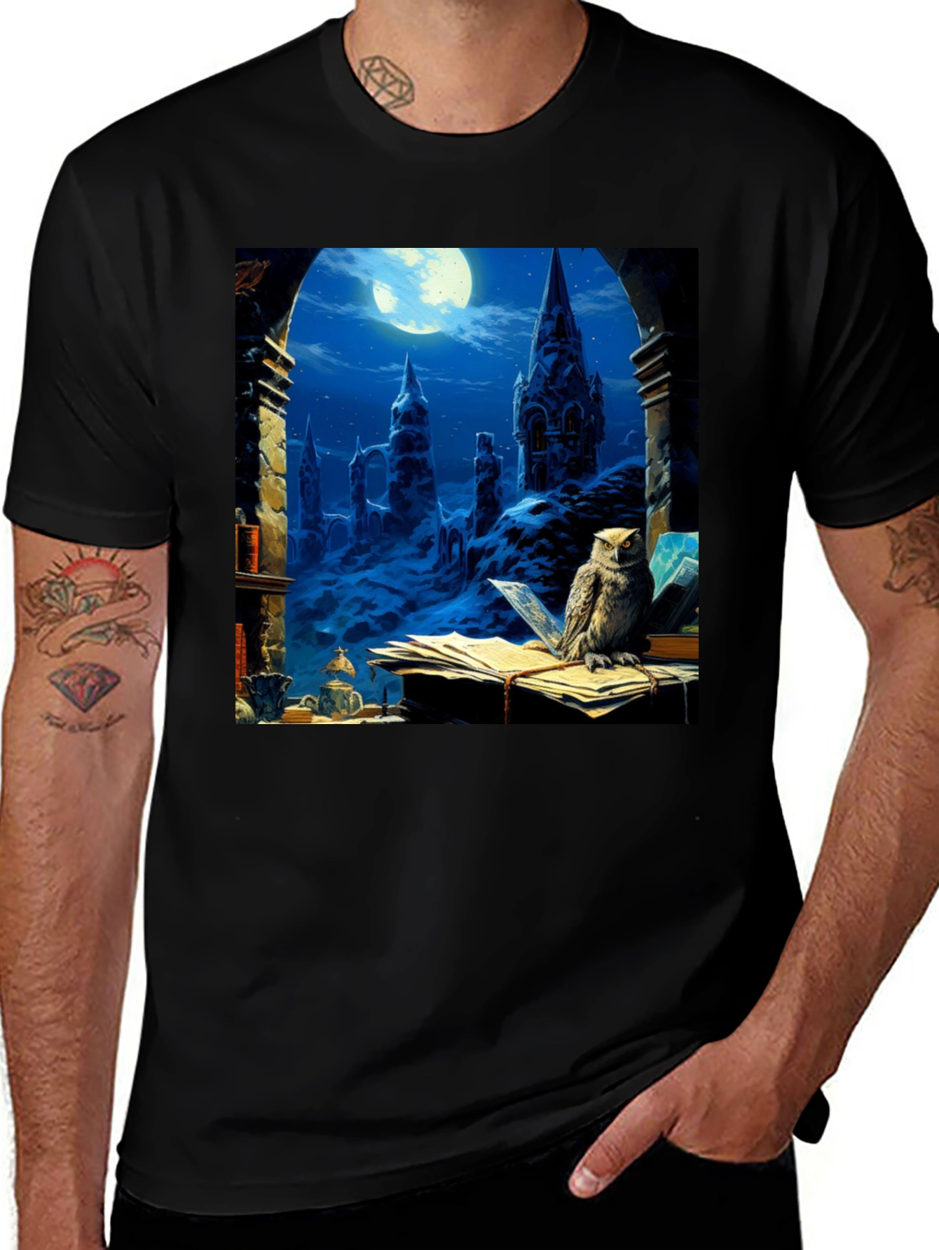 Owl and Hogwarts Castle T-Shirt