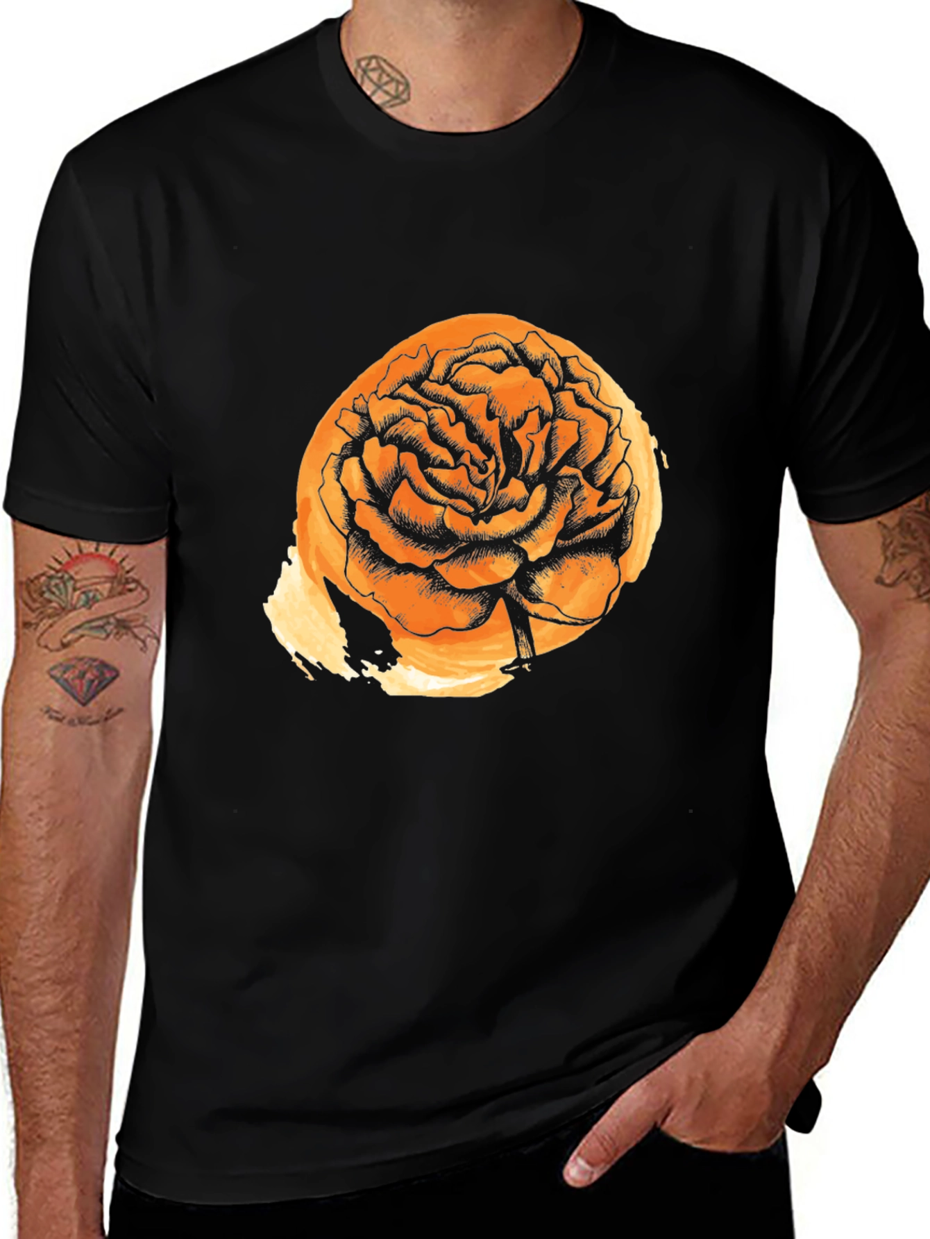 Variant 12 of Black T-Shirt with Floral Graphic