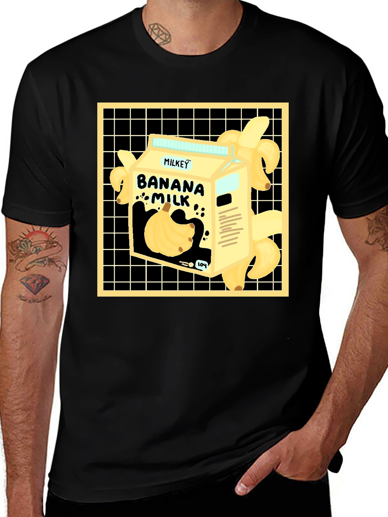 Variant 23 of Banana Milk Graphic Tee - Unique Cartoon Design