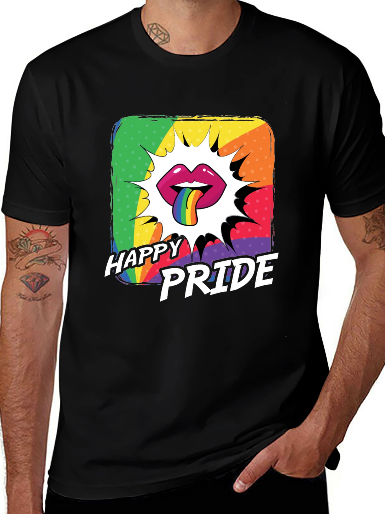 Variant 15 of Happy Pride Rainbow Lips Graphic T-Shirt