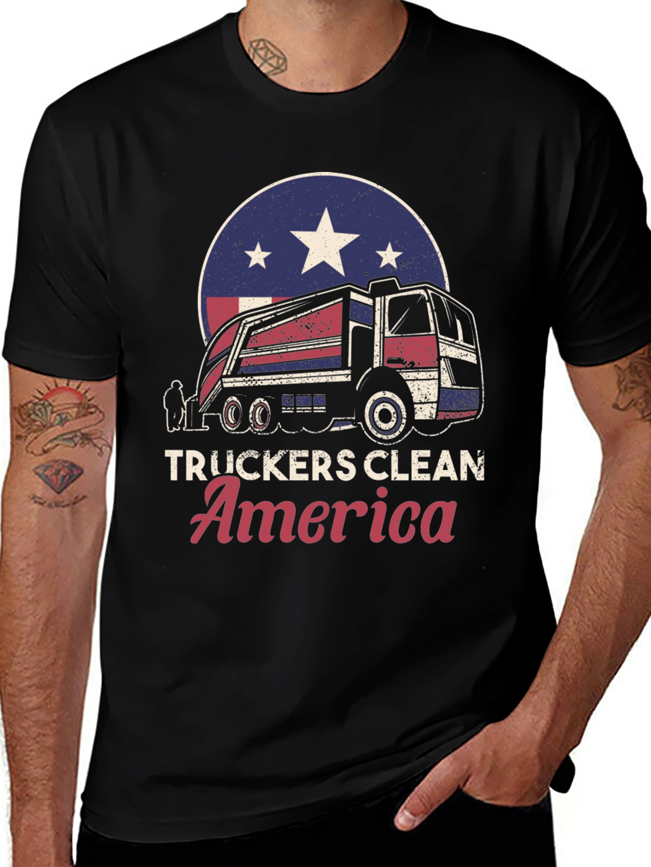 Variant 28 of Truckers Clean America Patriotic Graphic Tee