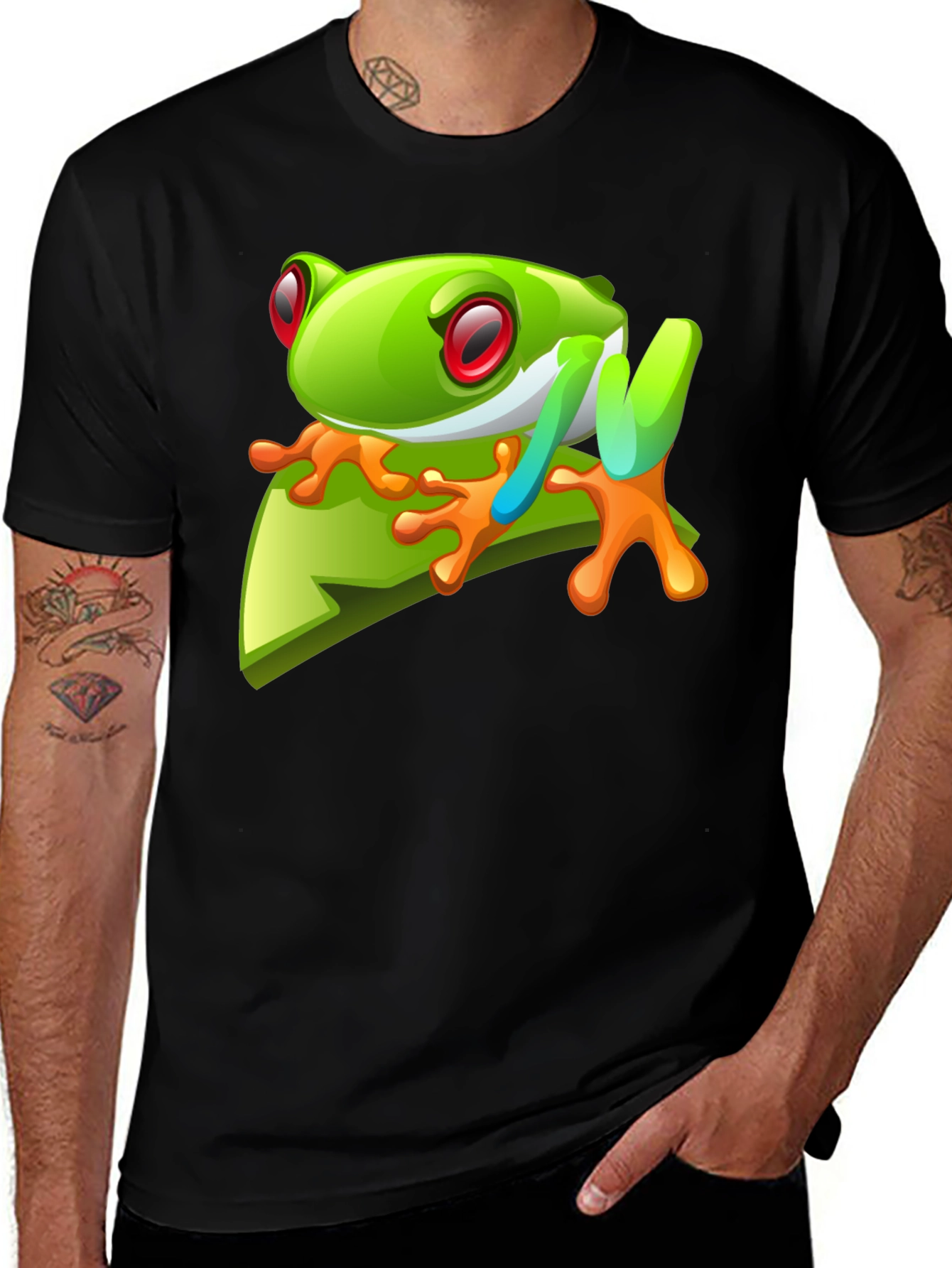 Variant 30 of Frog on Leaf Graphic Tee - Casual Comfort