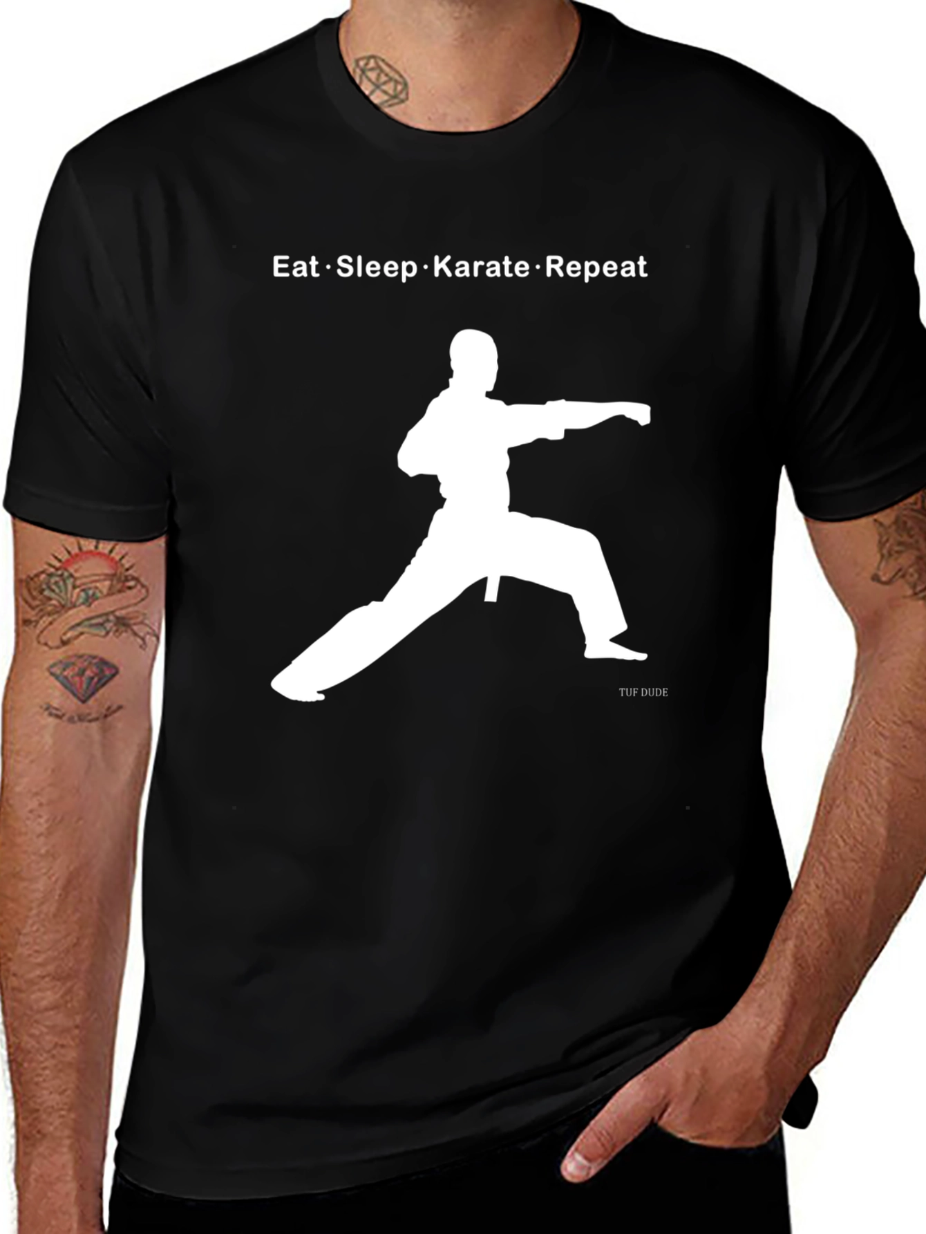 Variant 6 of Eat Sleep Karate Repeat Black T-Shirt