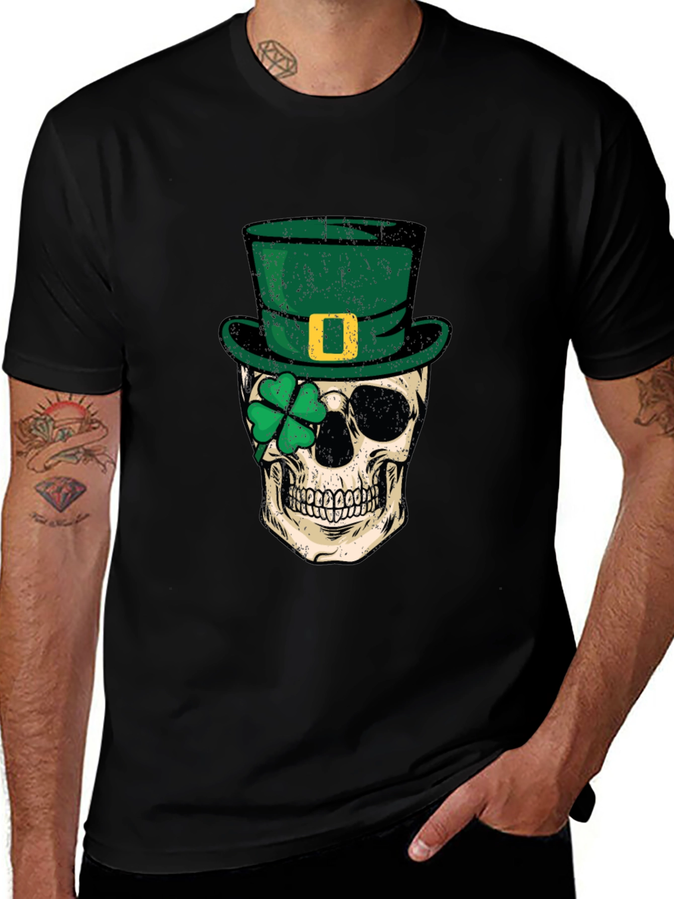 Variant 14 of Skull with Leprechaun Hat T-Shirt