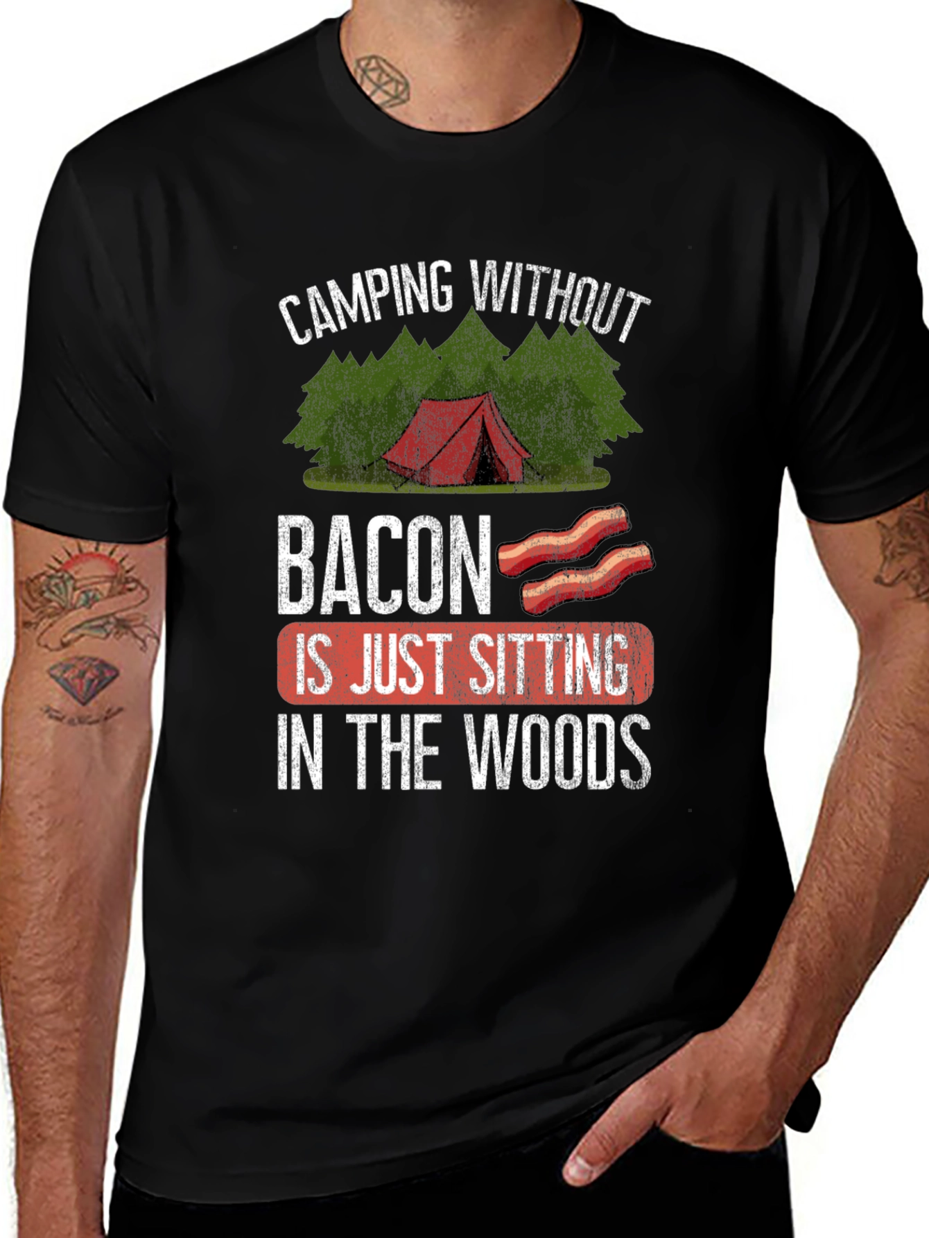 Variant 28 of Camping Without Bacon Graphic T-Shirt