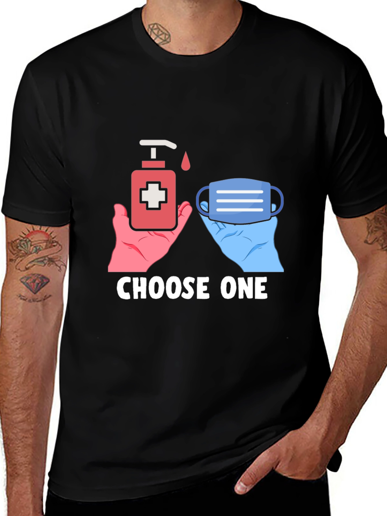 Variant 13 of Choose One Mask or Sanitizer Graphic T-Shirt
