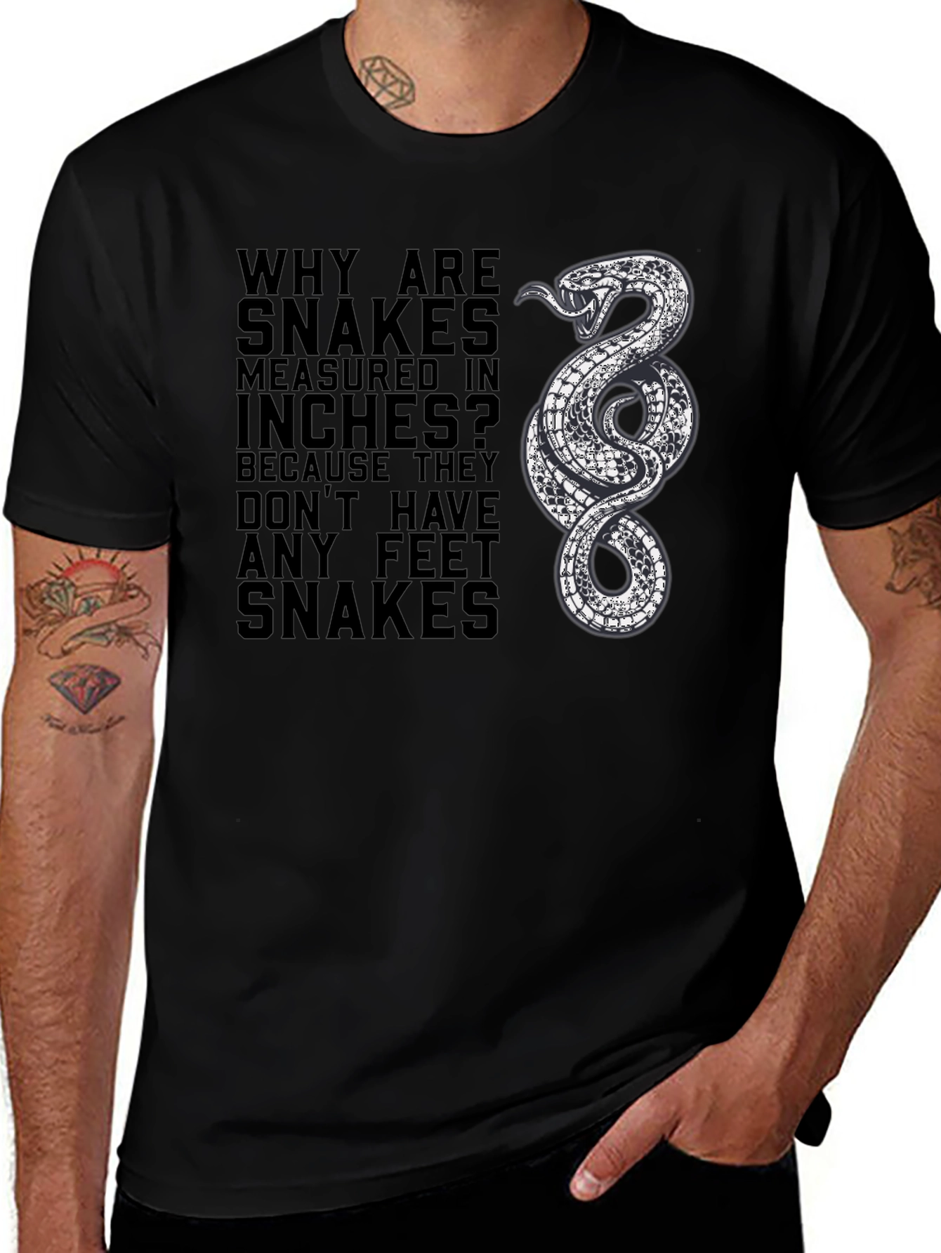 Variant 20 of Snakes Measured in Inches Funny Graphic T-Shirt