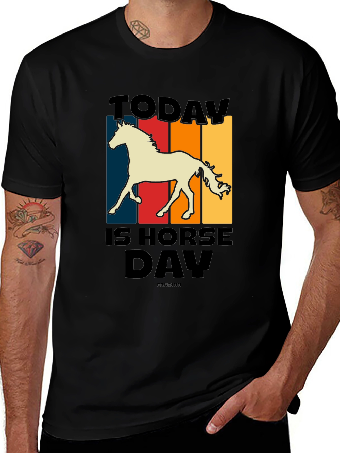 Black Today Is Horse Day Retro Graphic Tee main image
