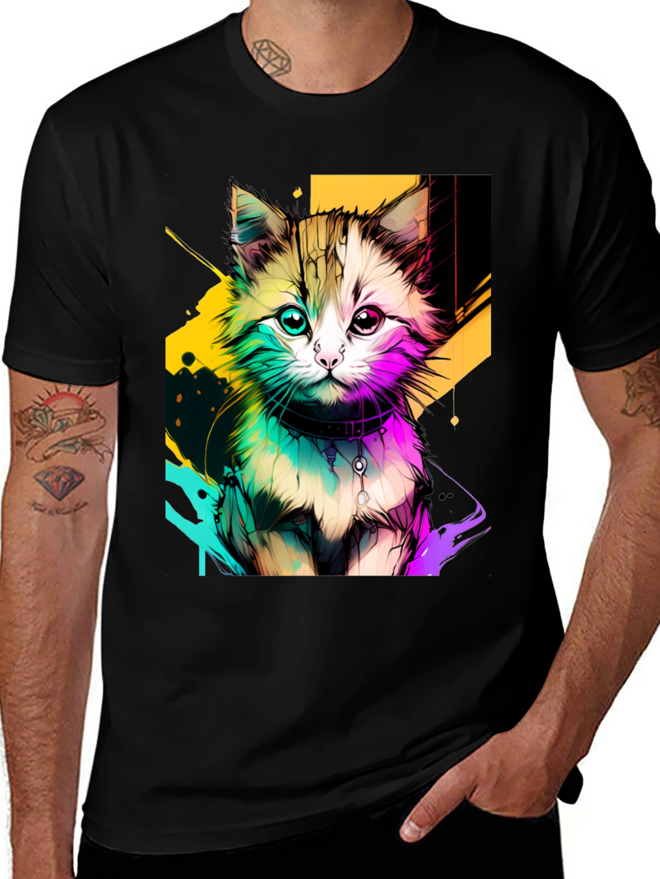 Variant 19 of Colorful Kitten Graphic Tee - Unique Abstract Art
