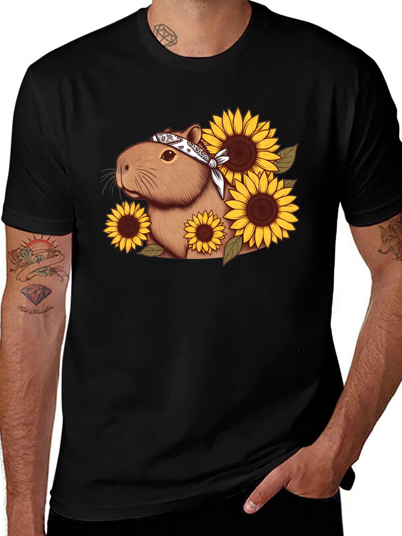 Variant 29 of Capybara Sunflower Graphic Tee