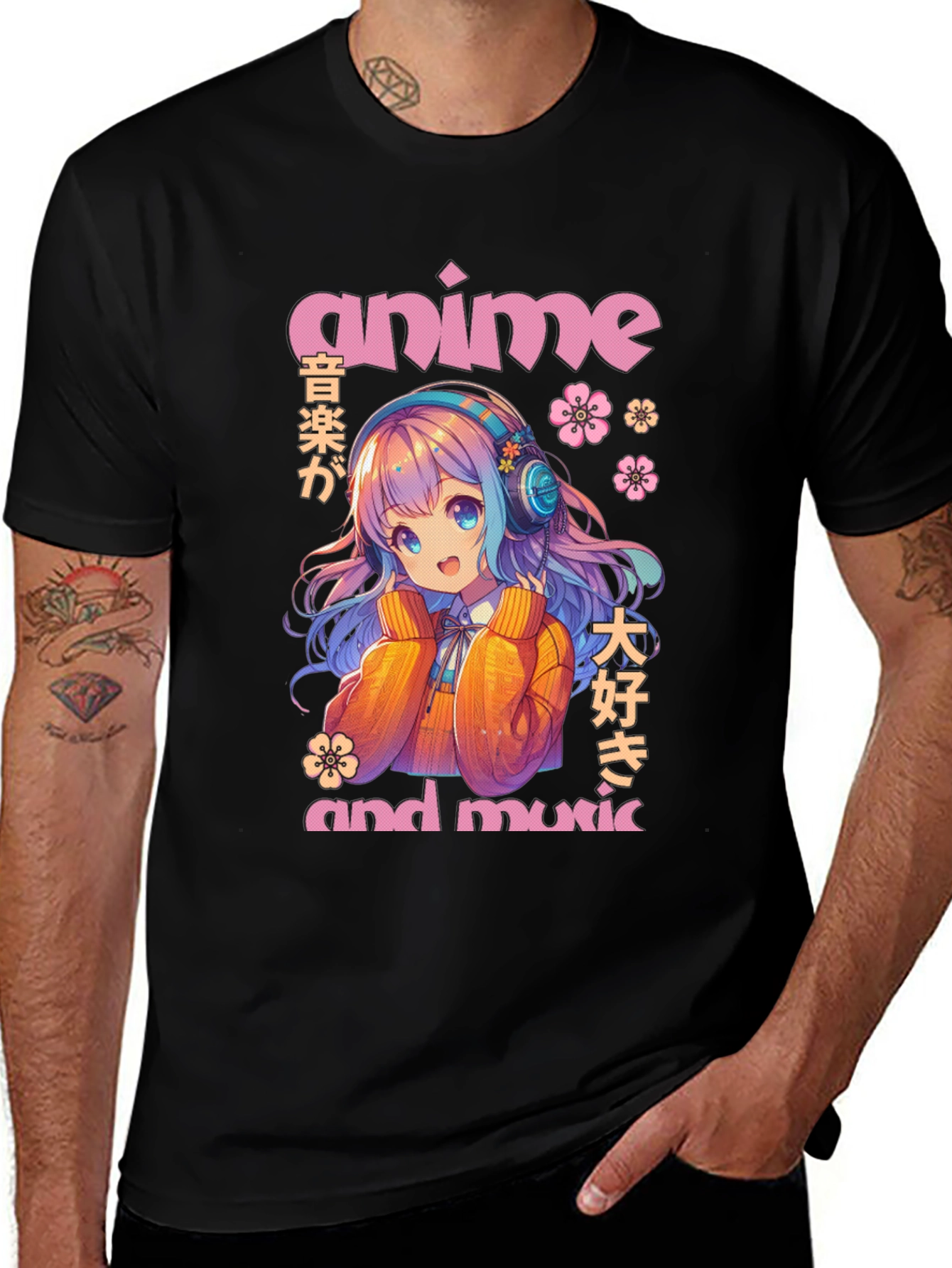 Variant 25 of Anime & Music Graphic T-Shirt - Cute Anime Girl