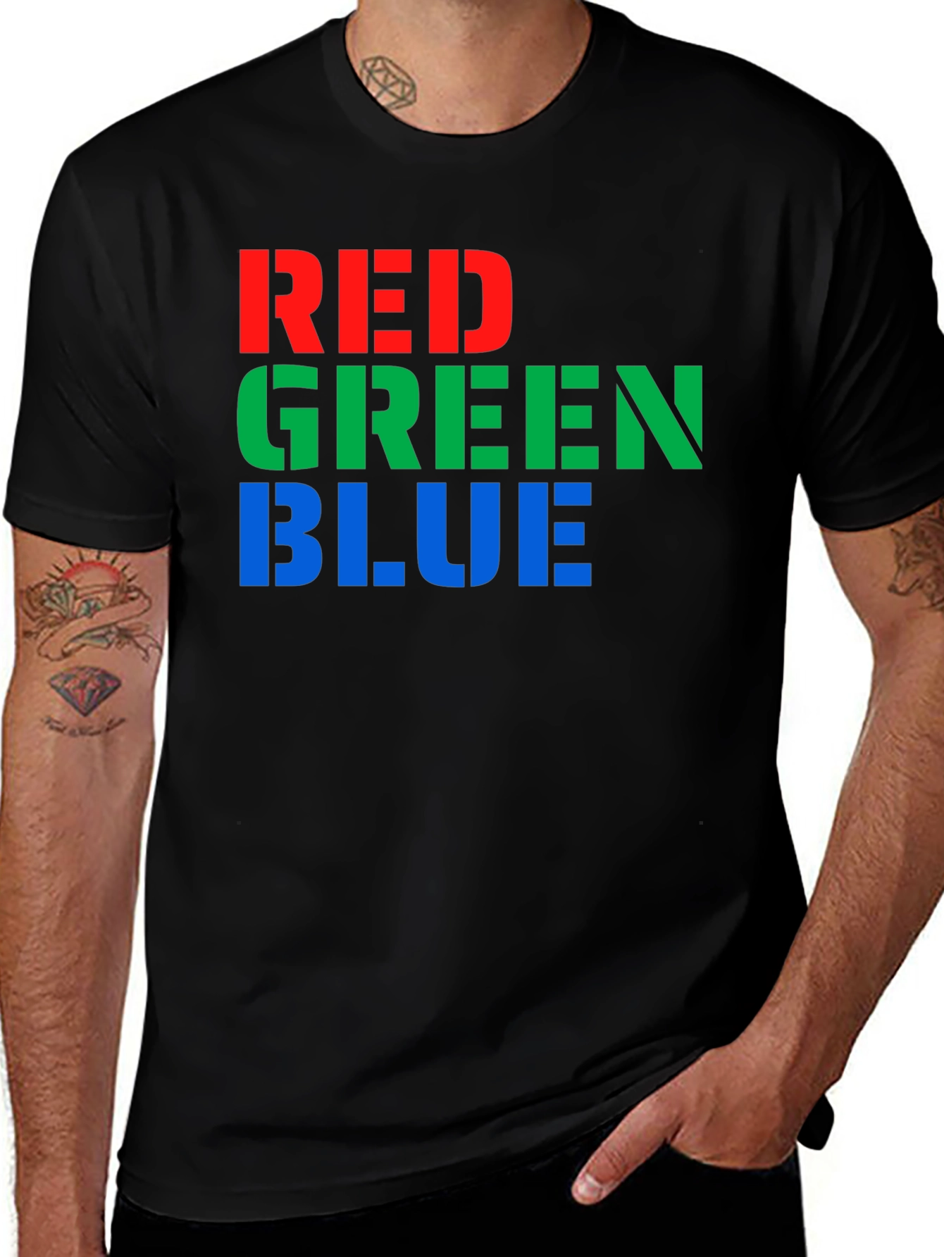 RGB Color Block T-Shirt - Red Green Blue Graphic Tee