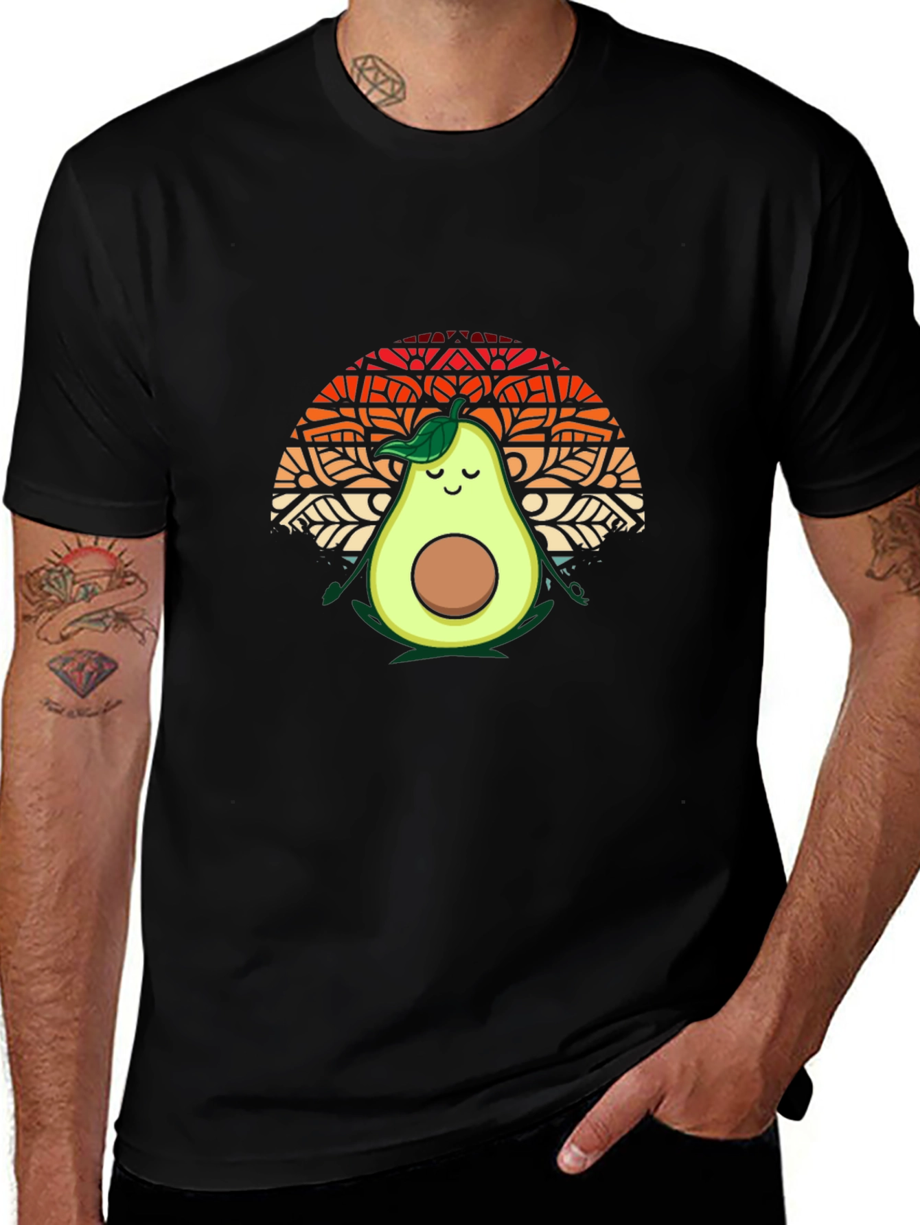 Variant 15 of Avocado Meditation T-Shirt - Yoga Fruit Tee