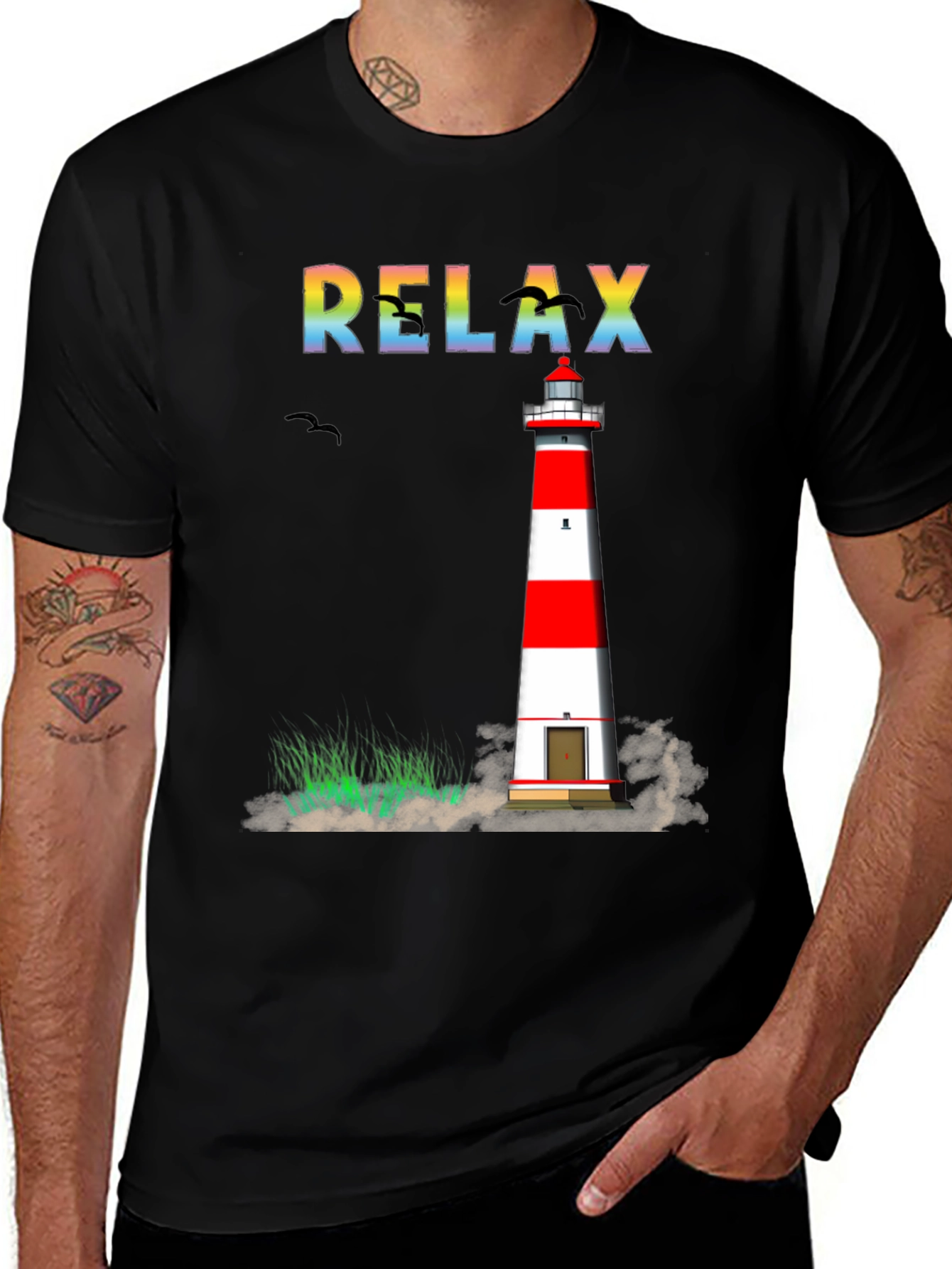 Variant 27 of Relax Lighthouse Graphic T-Shirt - Coastal Style