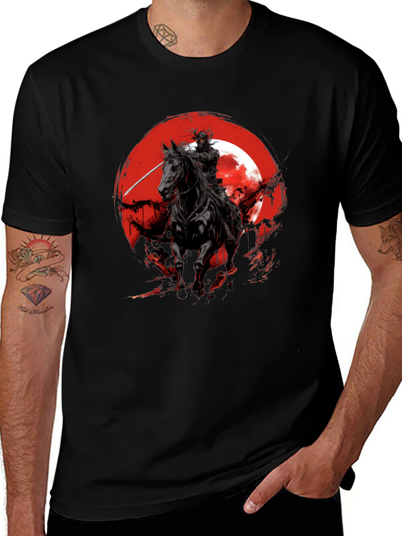 Samurai Horse Graphic Tee - Black