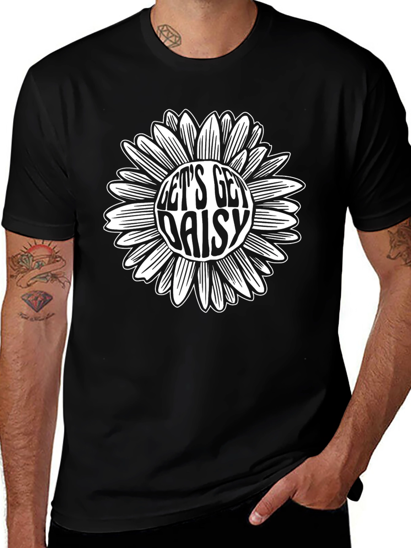 Variant 28 of Let's Get Daisy Black Graphic Tee