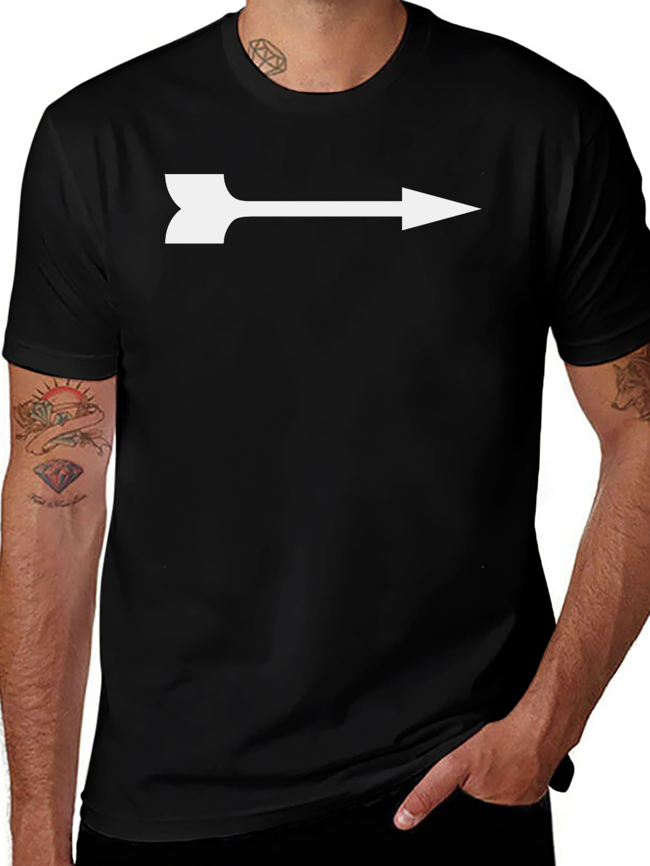 Variant 8 of Men's Black Arrow Graphic Tee - Modern Casual Style